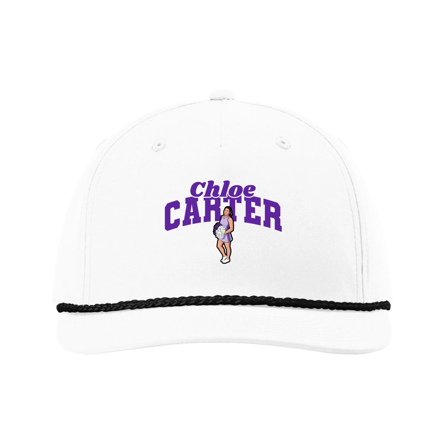 Five-Panel Classic Rope Cap — Signature Arch in White