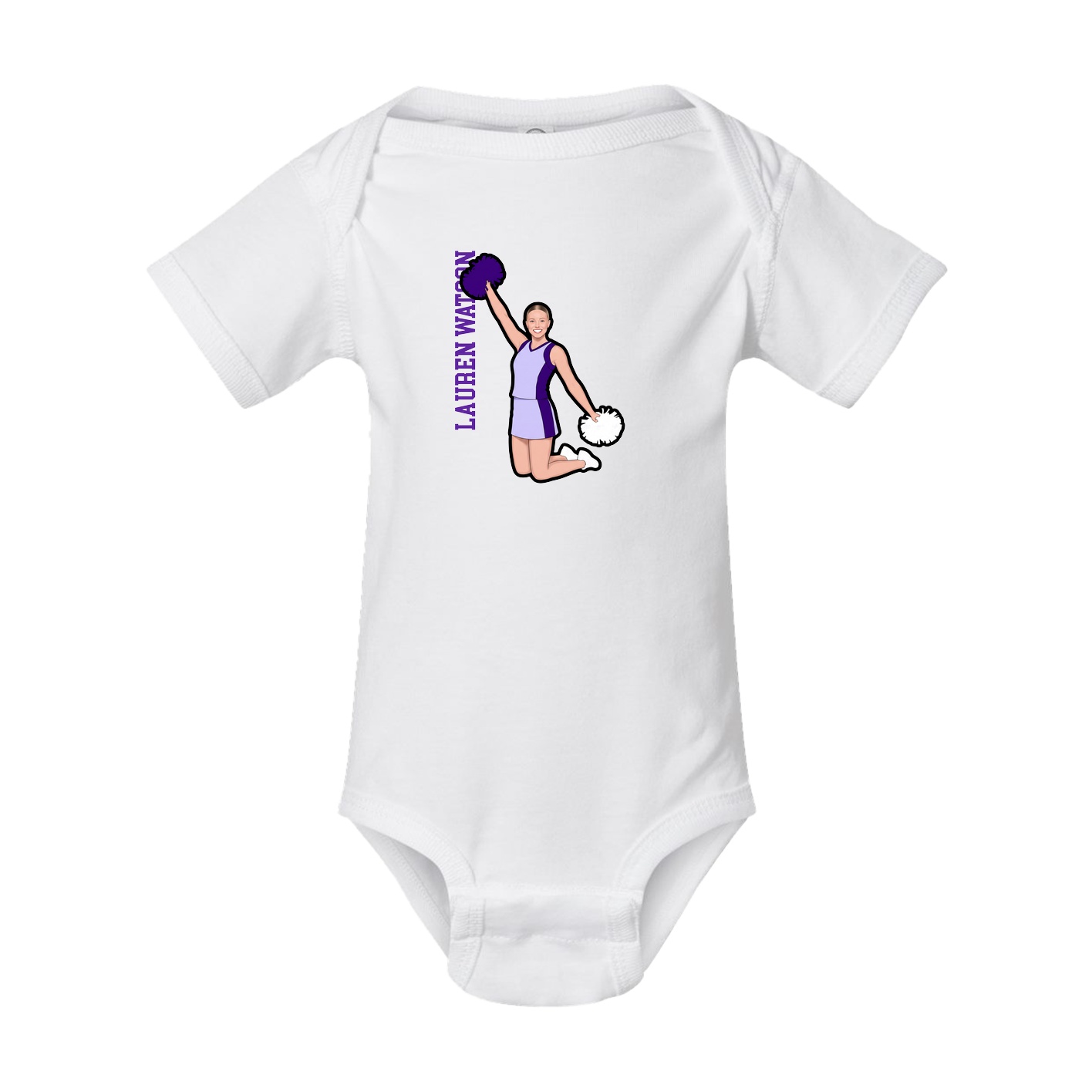 Baby Onesie — Name Vertical in White