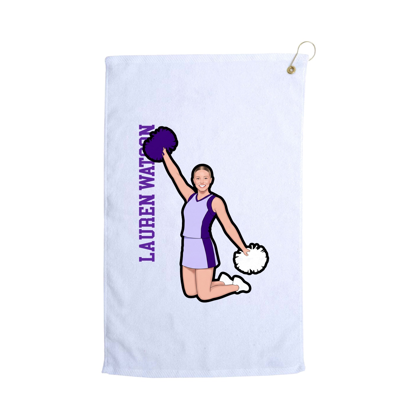 Golf Towel — Name Vertical in White