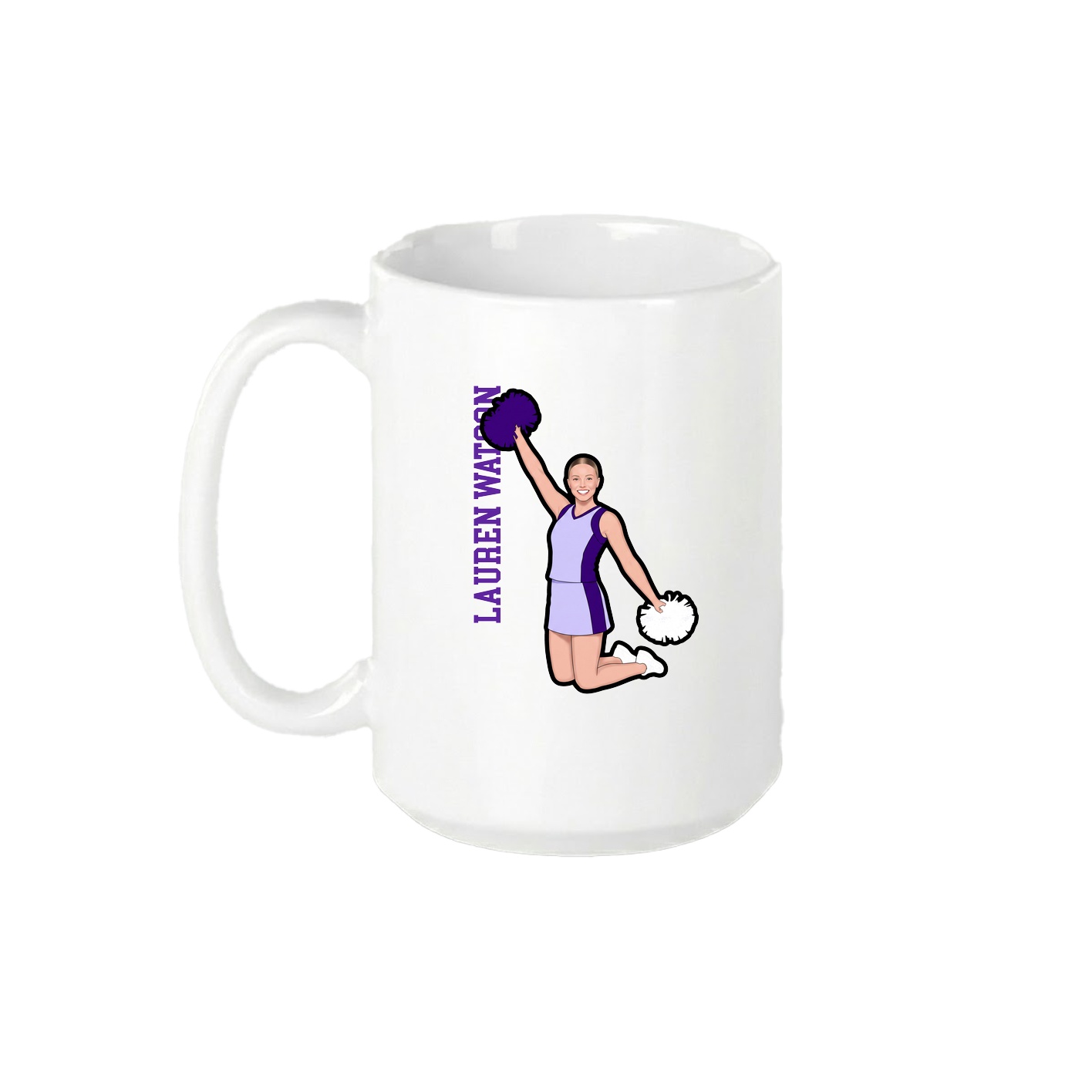 15oz Coffee Mug — Name Vertical in White