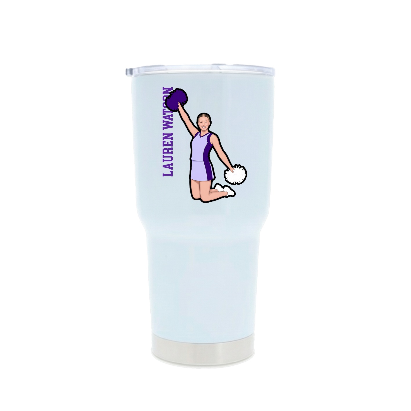 30oz Stainless Steel Tumbler — Name Vertical in White