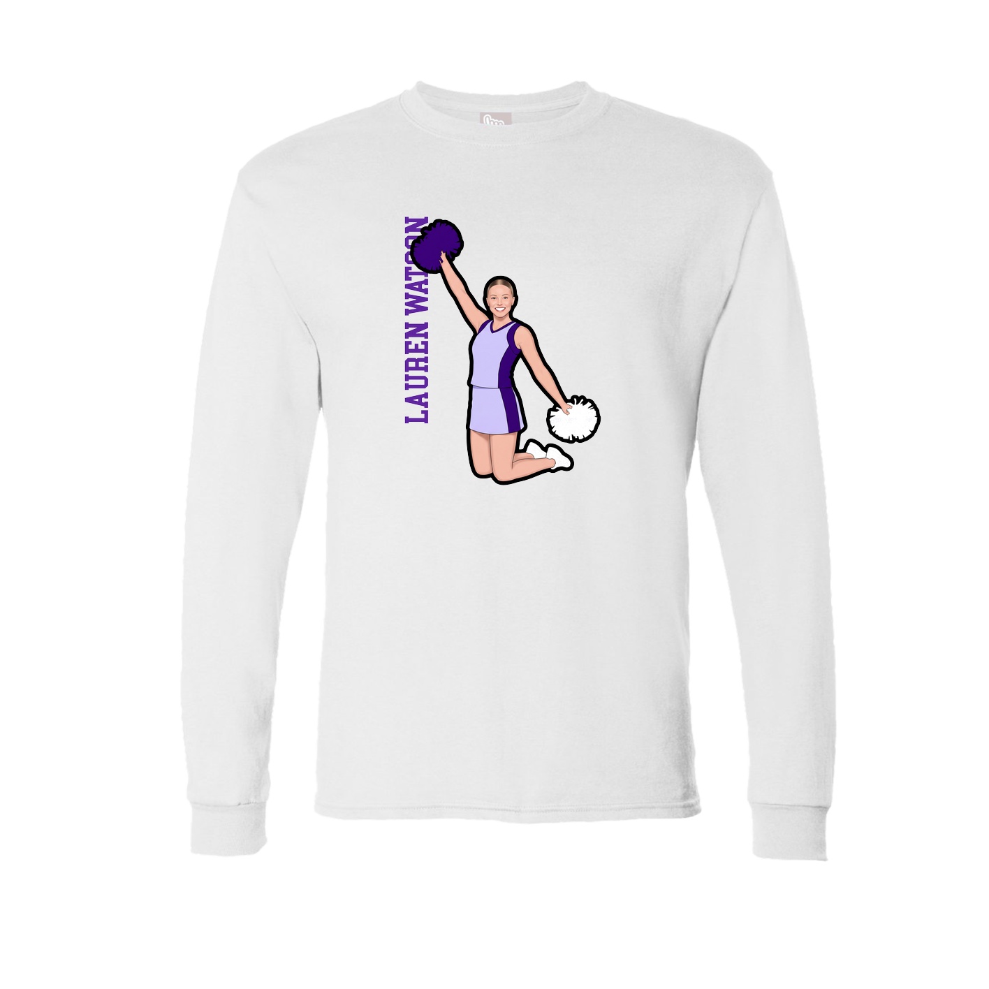Long Sleeve Tee — Name Vertical in White