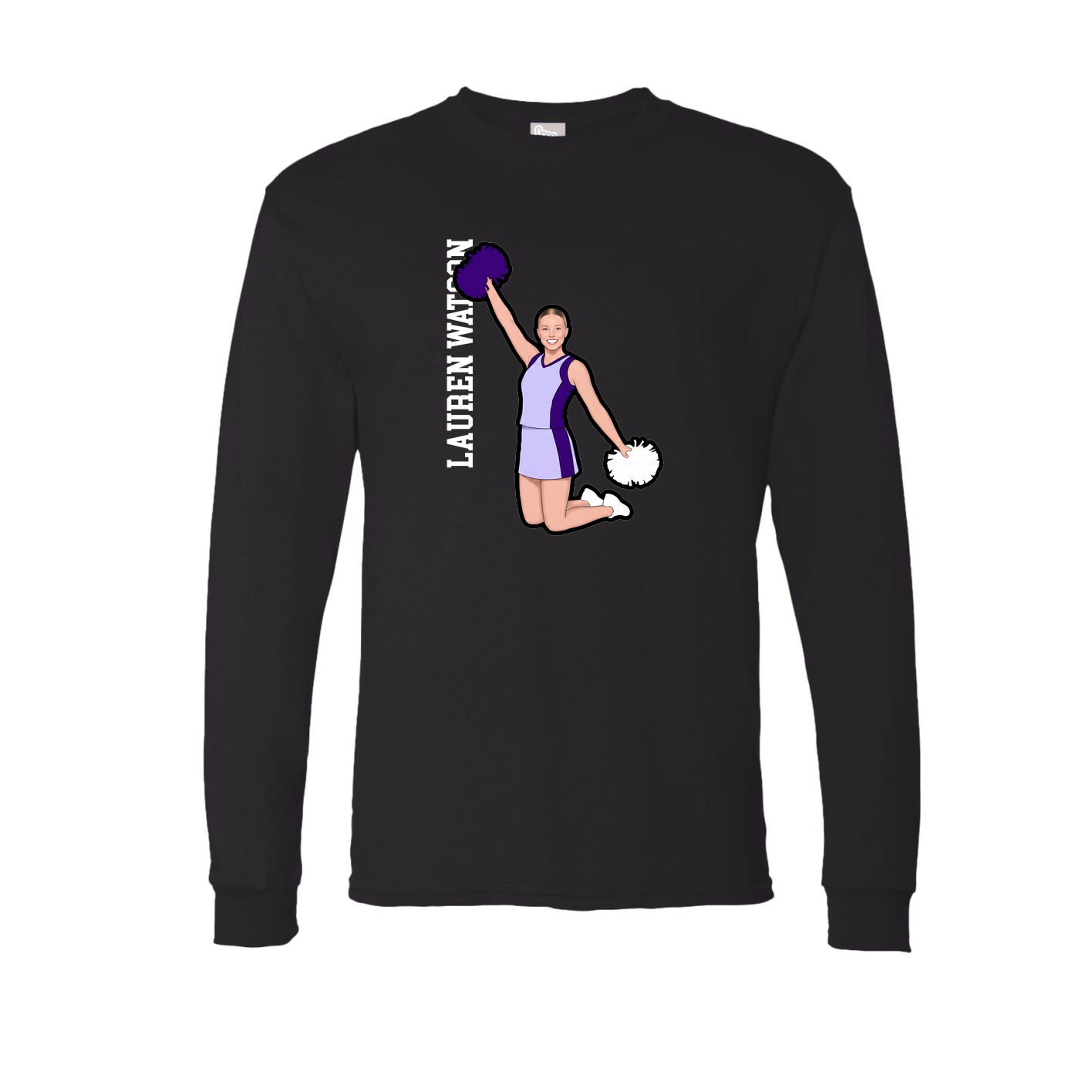 Long Sleeve Tee — Name Vertical in Black