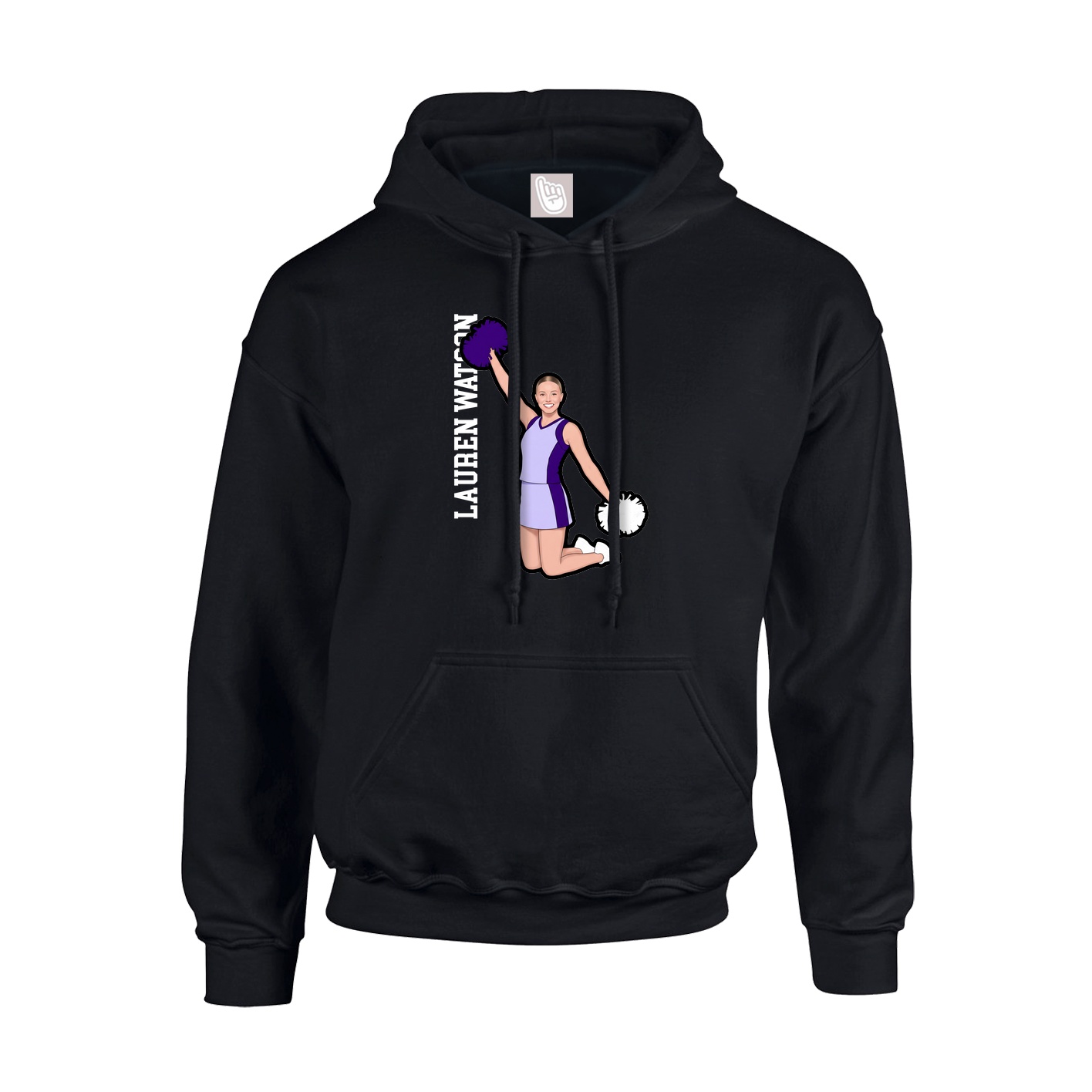 Youth Hoodie — Name Vertical in Black