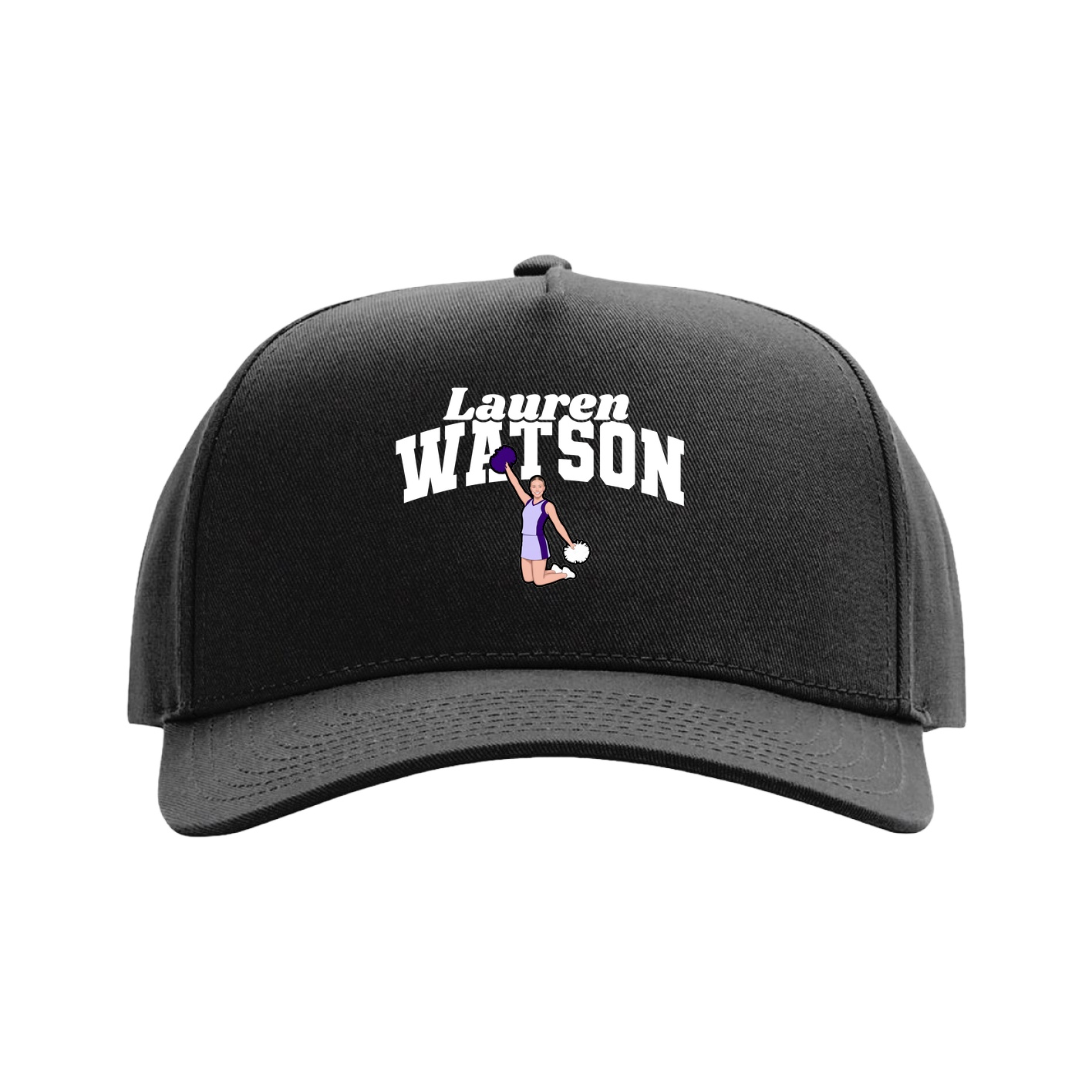 Full Fabric Five-Panel Champ Cap — Signature Arch in Black