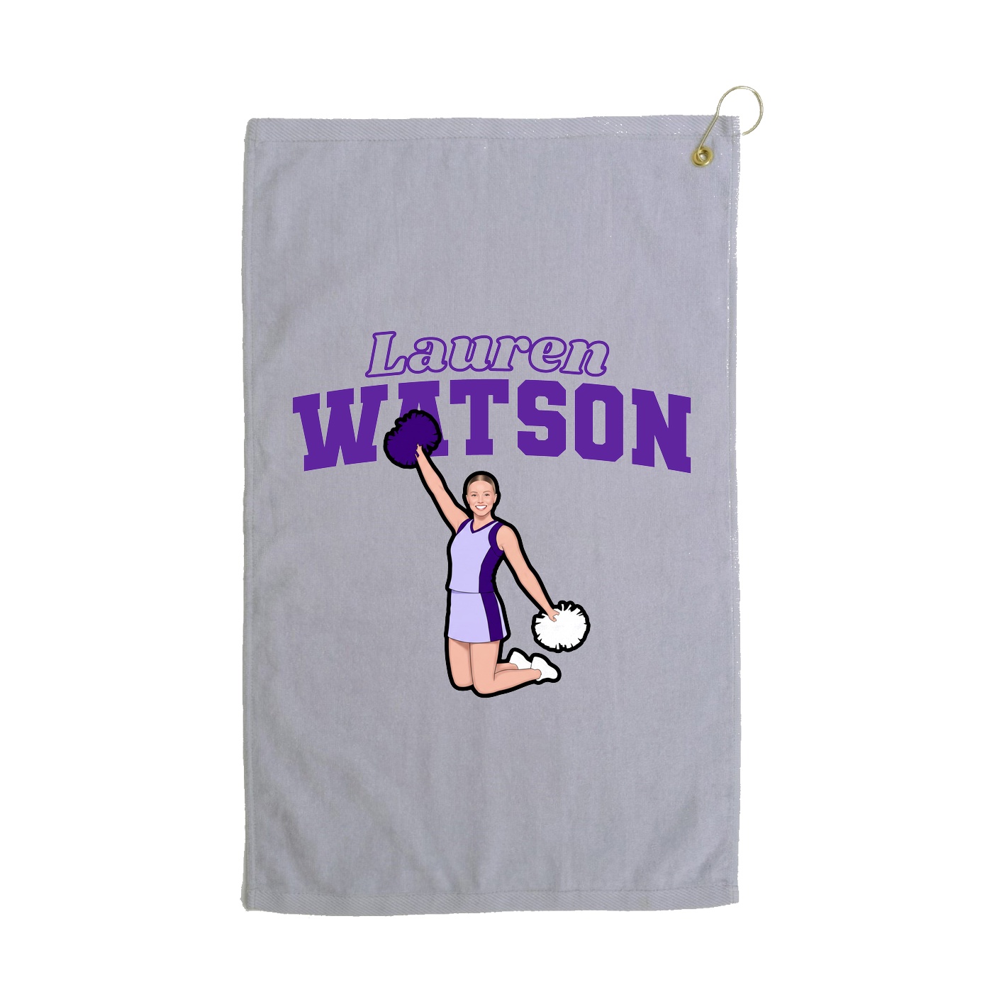 Golf Towel — Name Arch in Grey