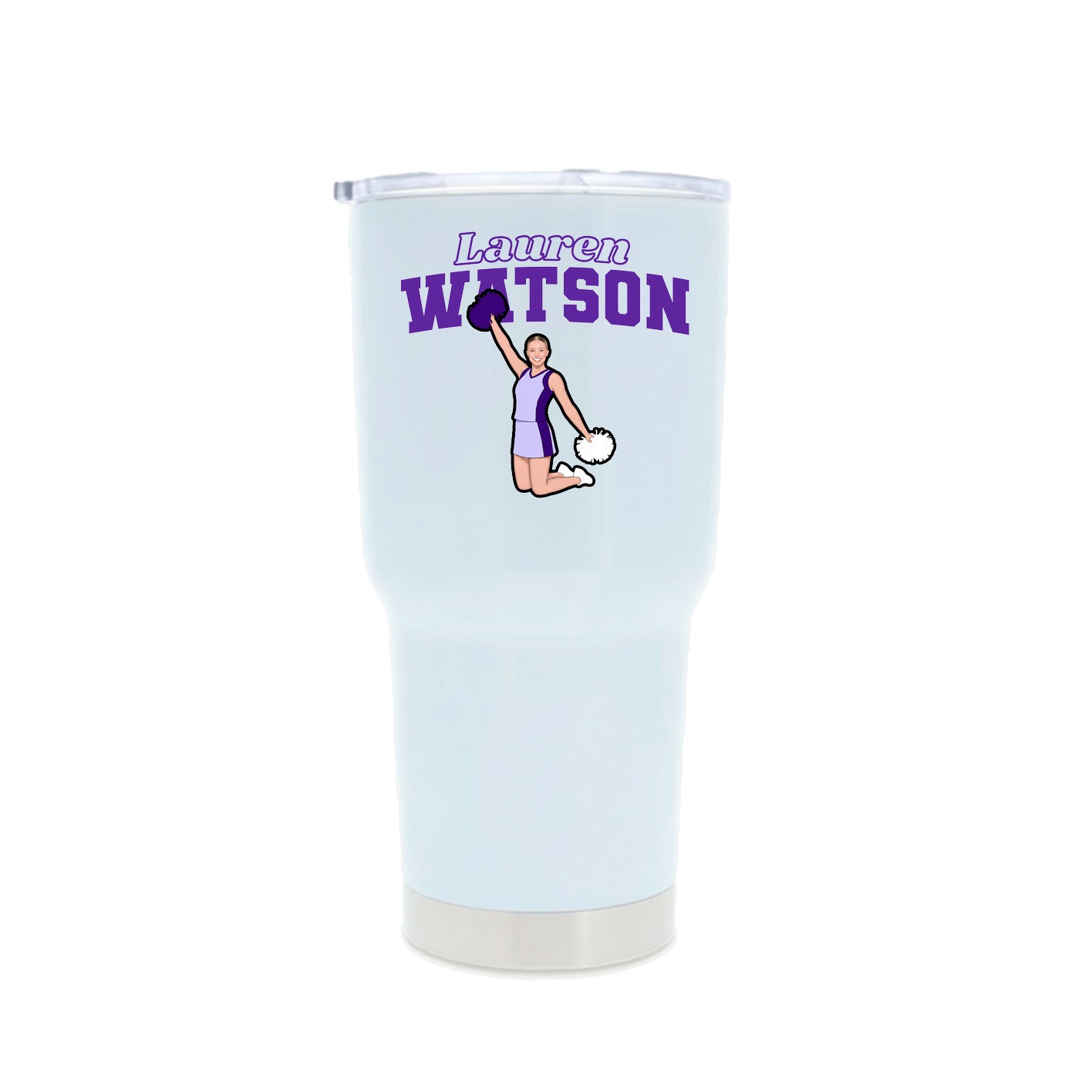 30oz Stainless Steel Tumbler — Name Arch in White