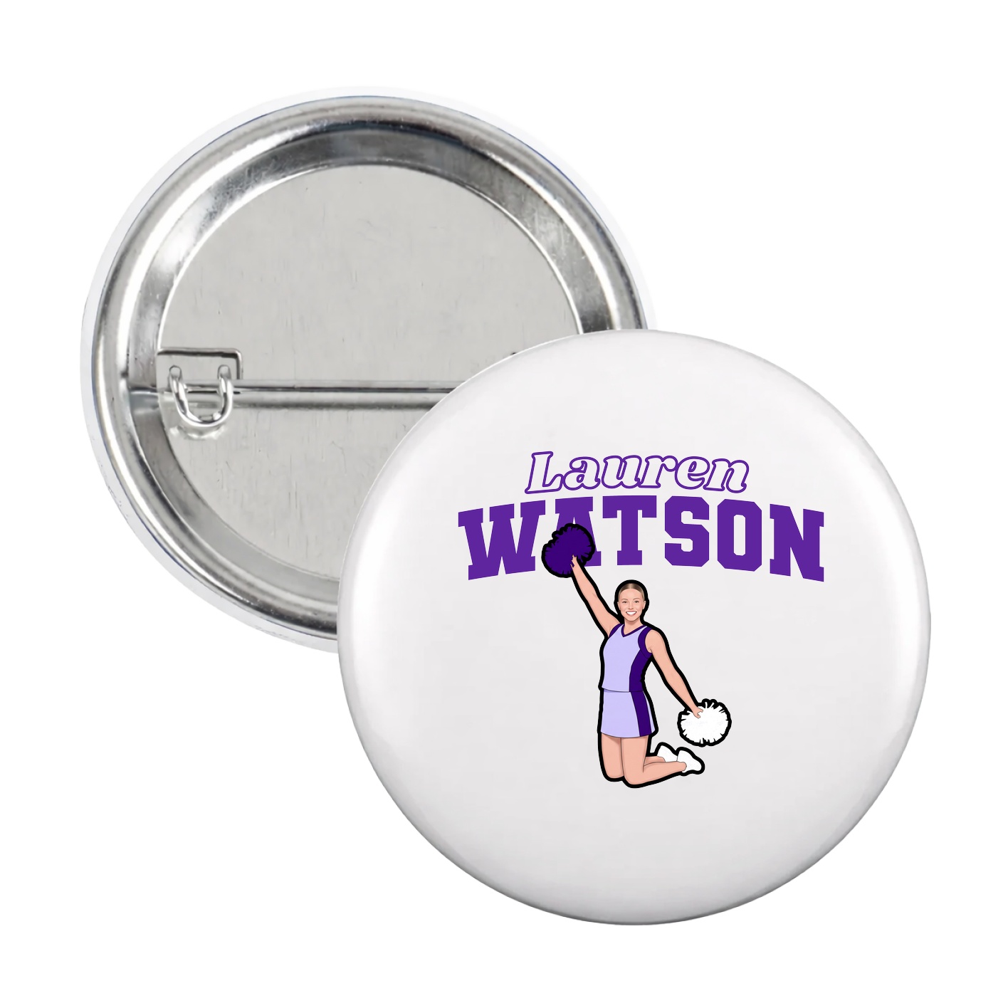 Game Day Button — Name Arch in White