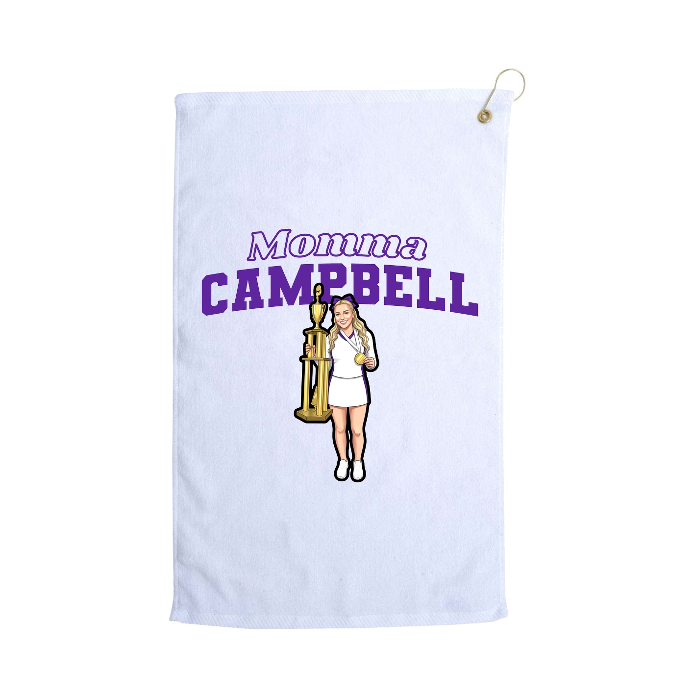 Golf Towel — Mothers Day Block in White