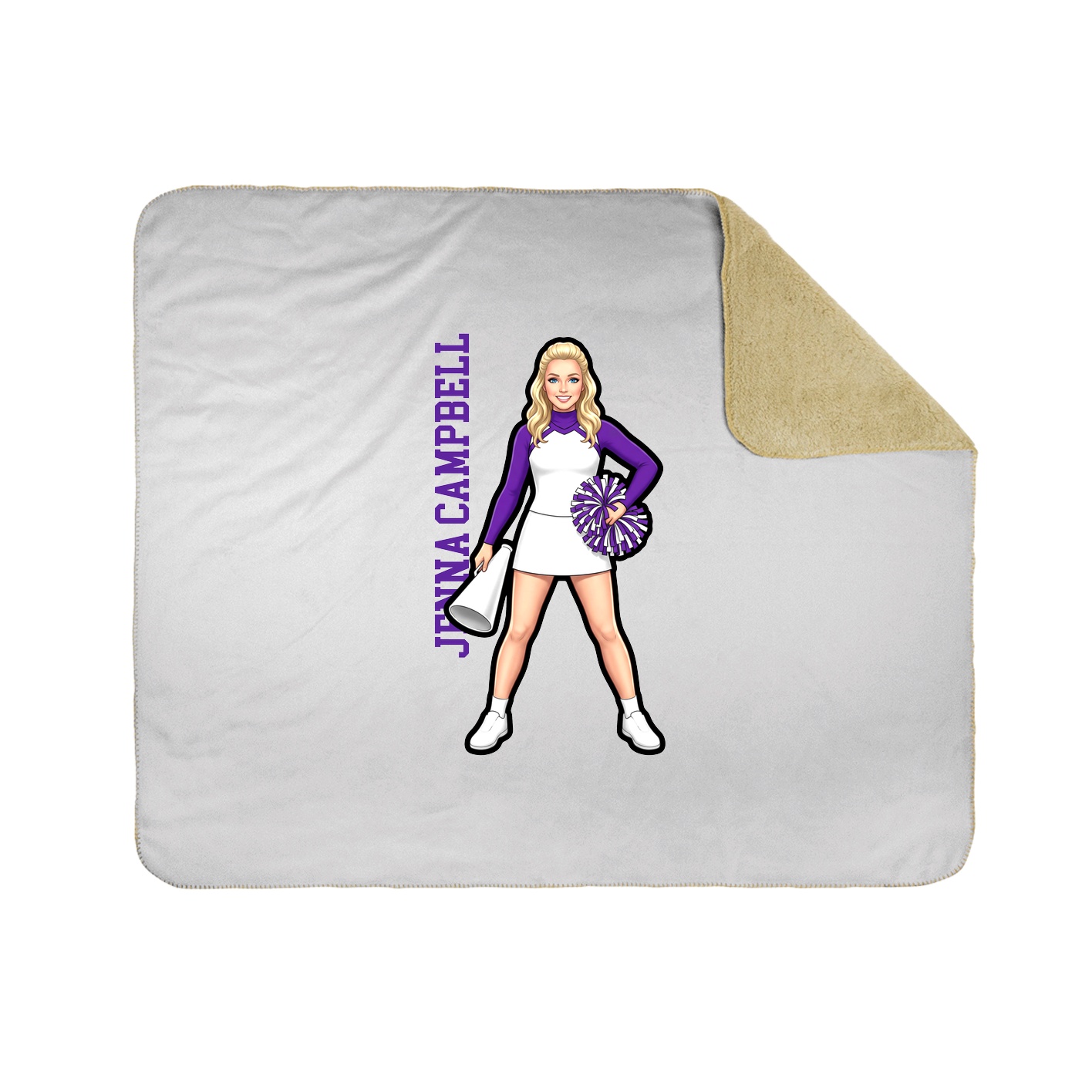 Throw Blanket — Name Vertical in White