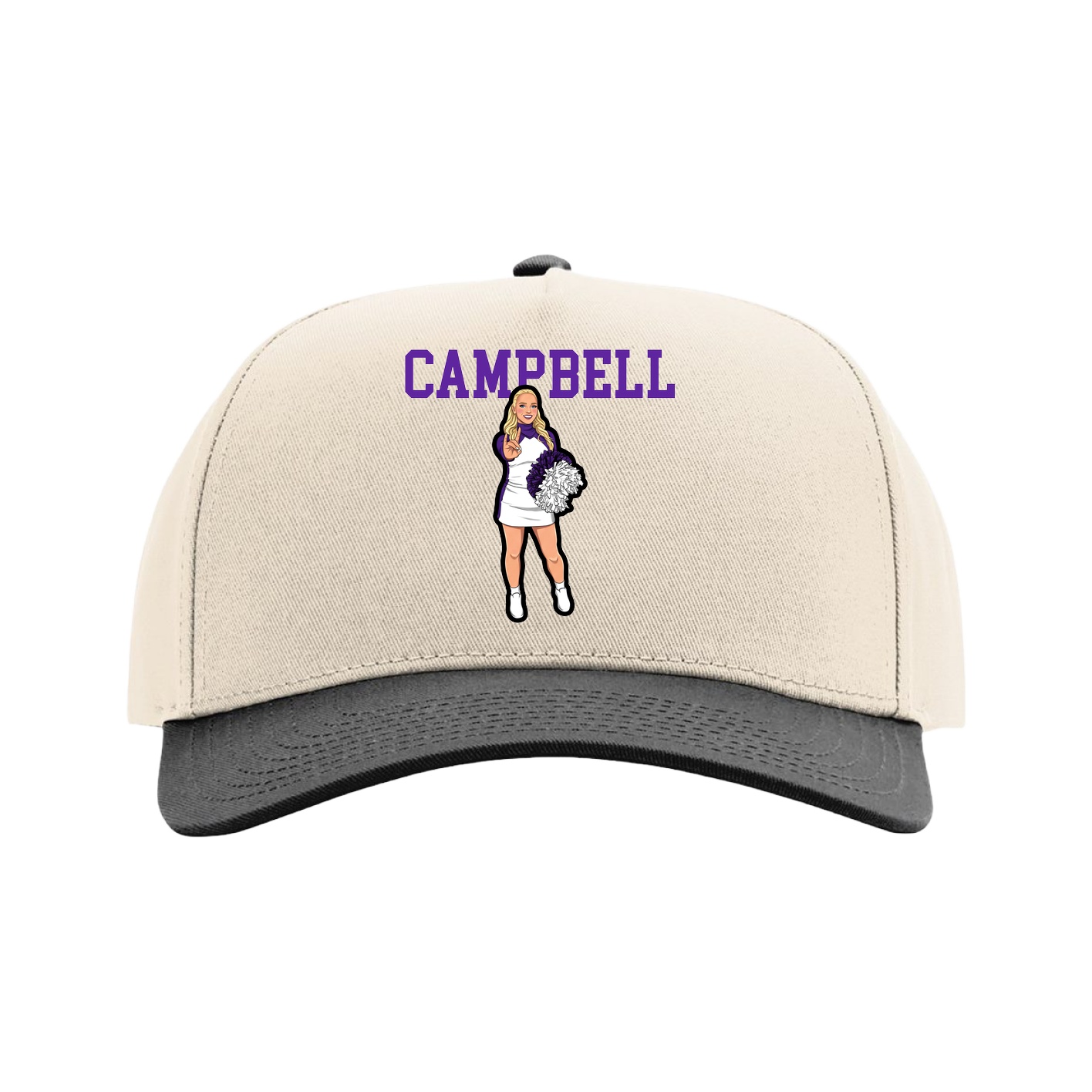 Full Fabric Five-Panel Champ Cap — Shirsey in Cream/Black