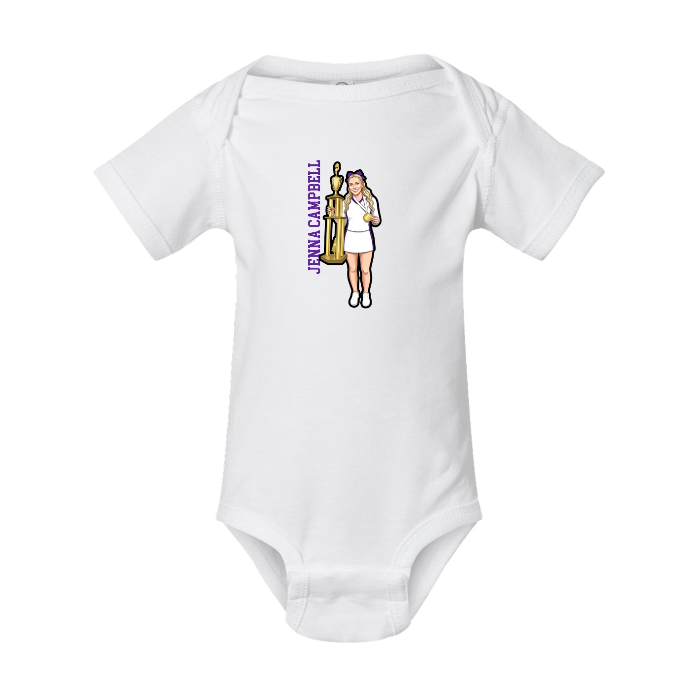 Baby Onesie — Name Vertical in White