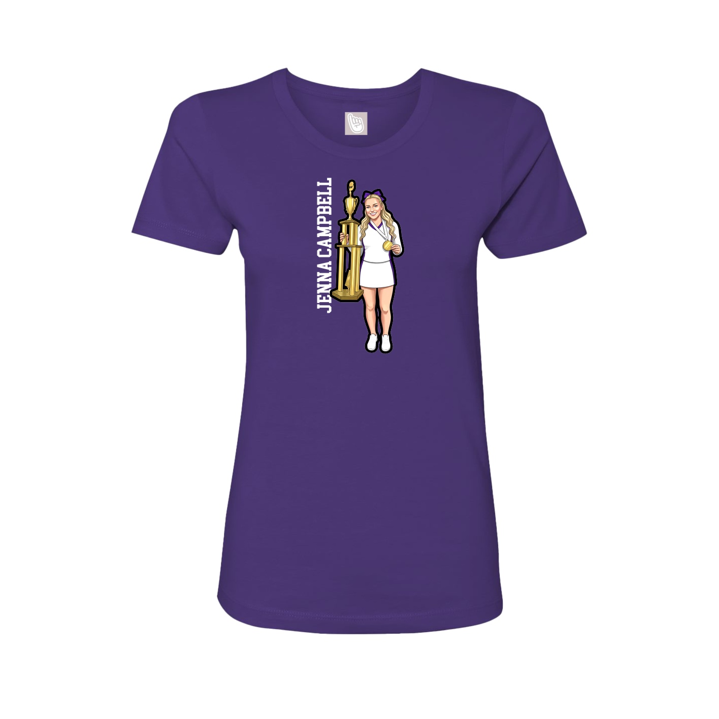 Fitted Women's Tee — Name Vertical in Purple
