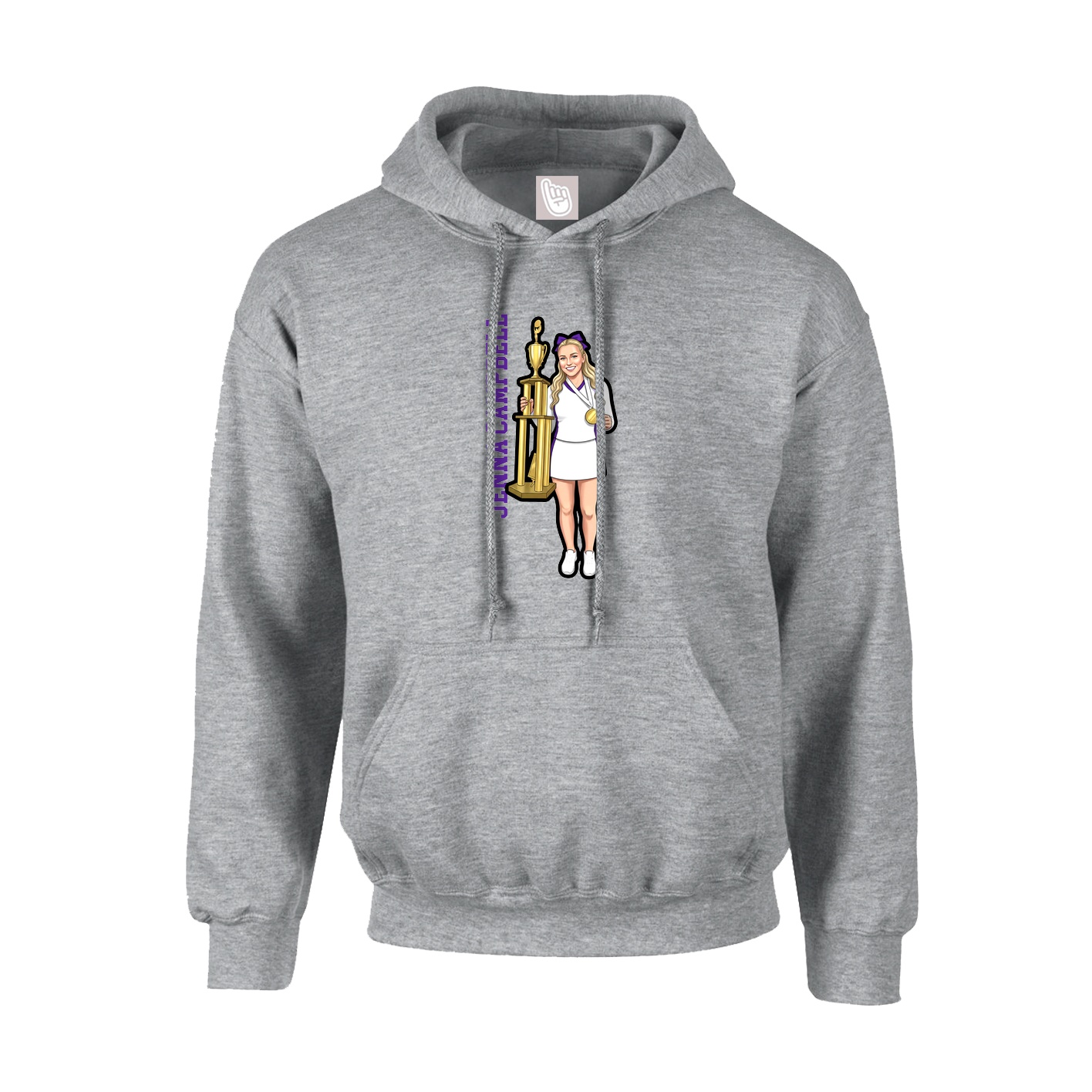 Youth Hoodie — Name Vertical in Grey