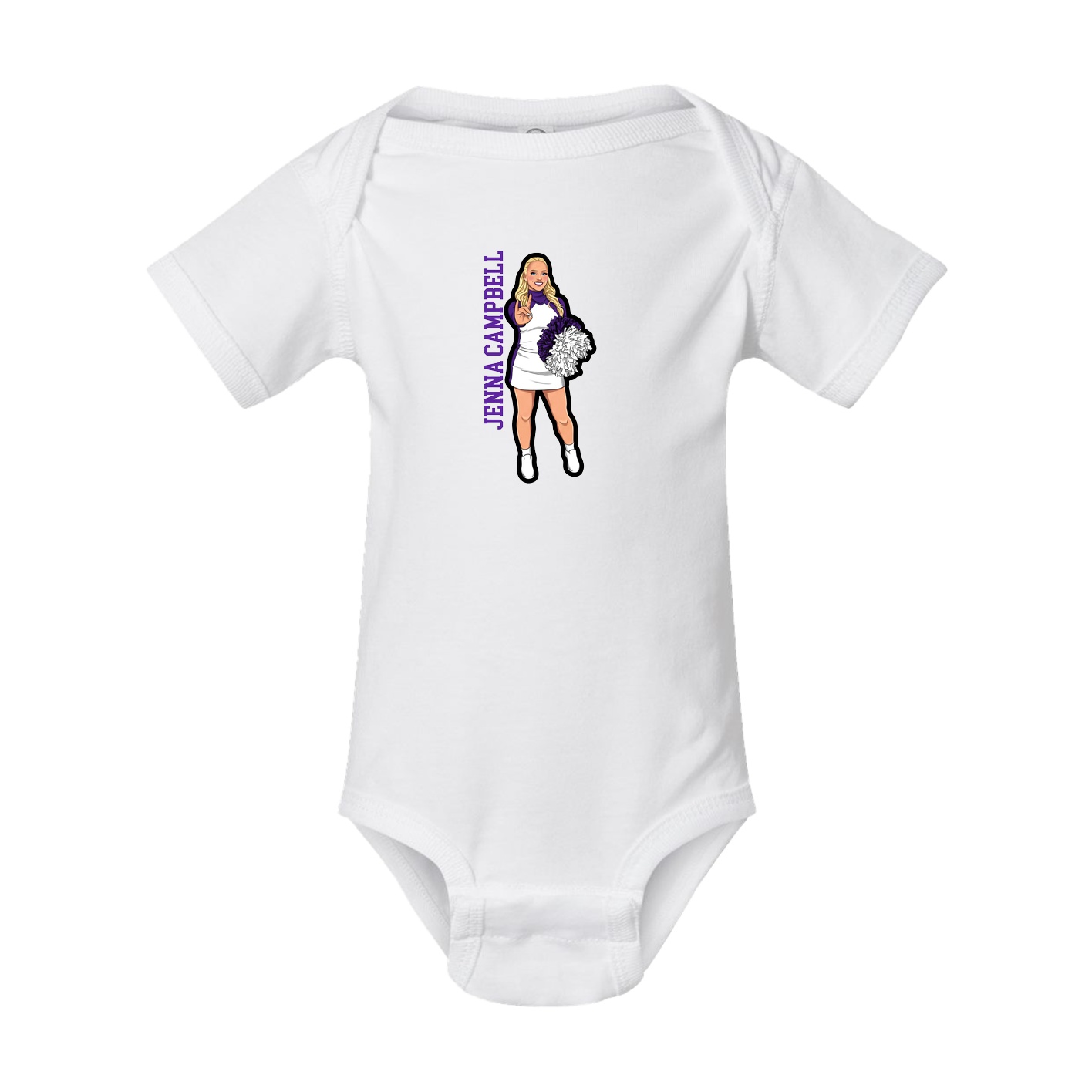 Baby Onesie — Name Vertical in White
