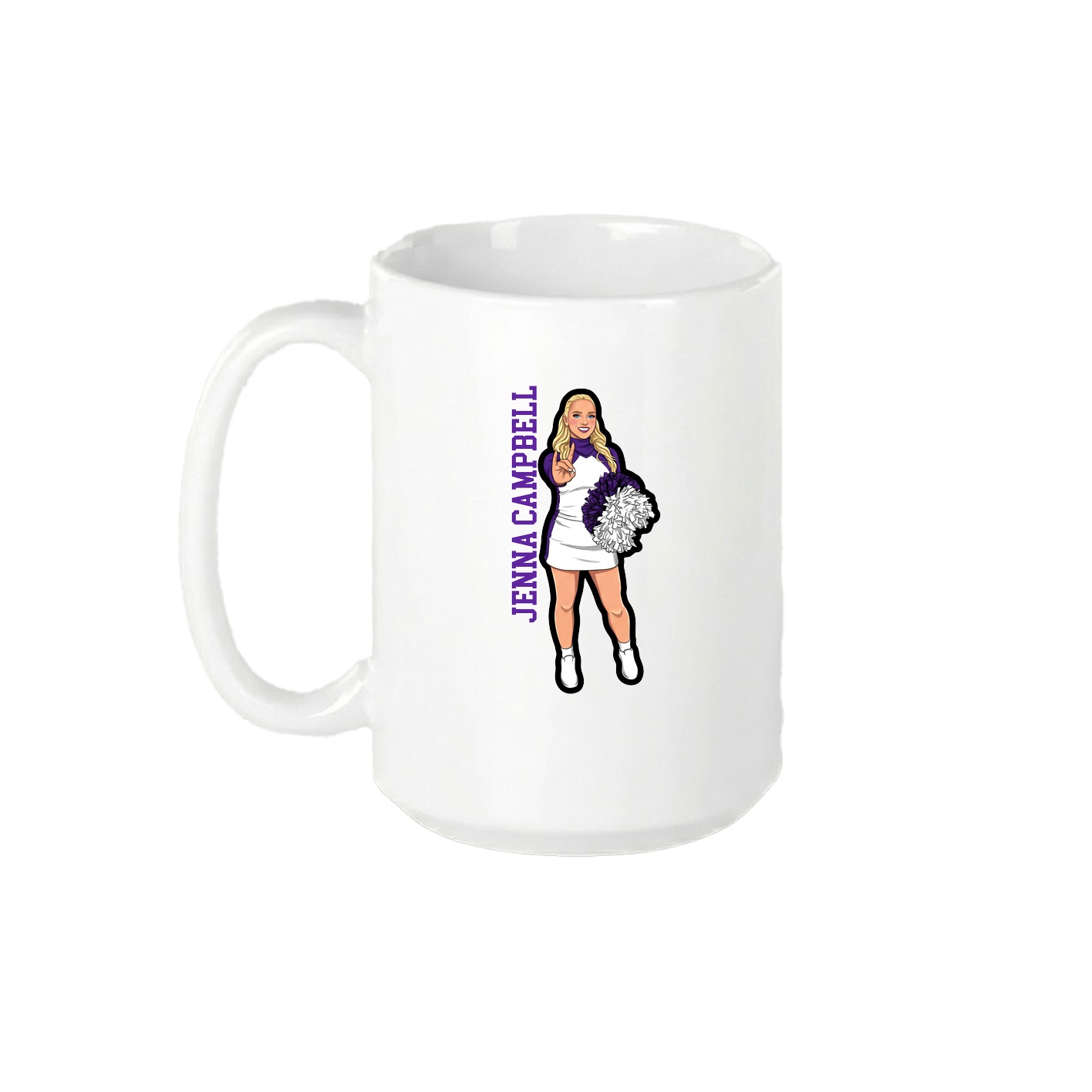 15oz Coffee Mug — Name Vertical in White