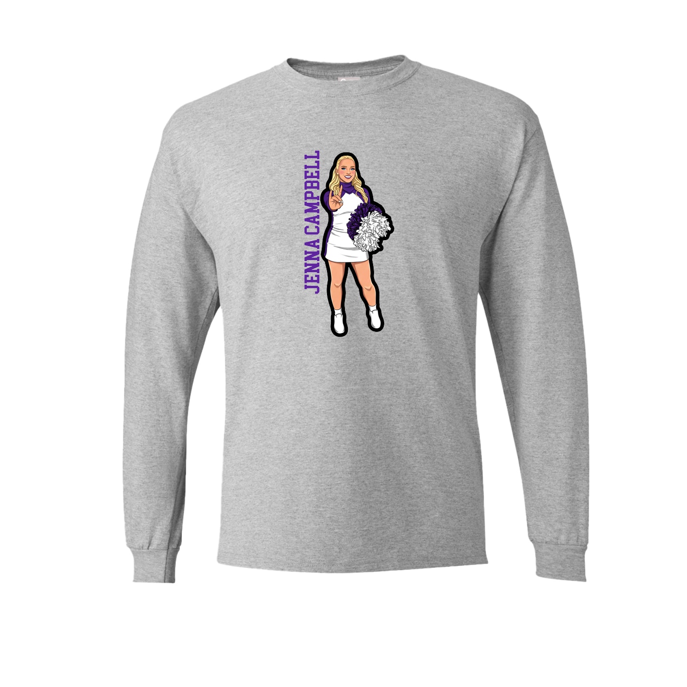Long Sleeve Tee — Name Vertical in Grey