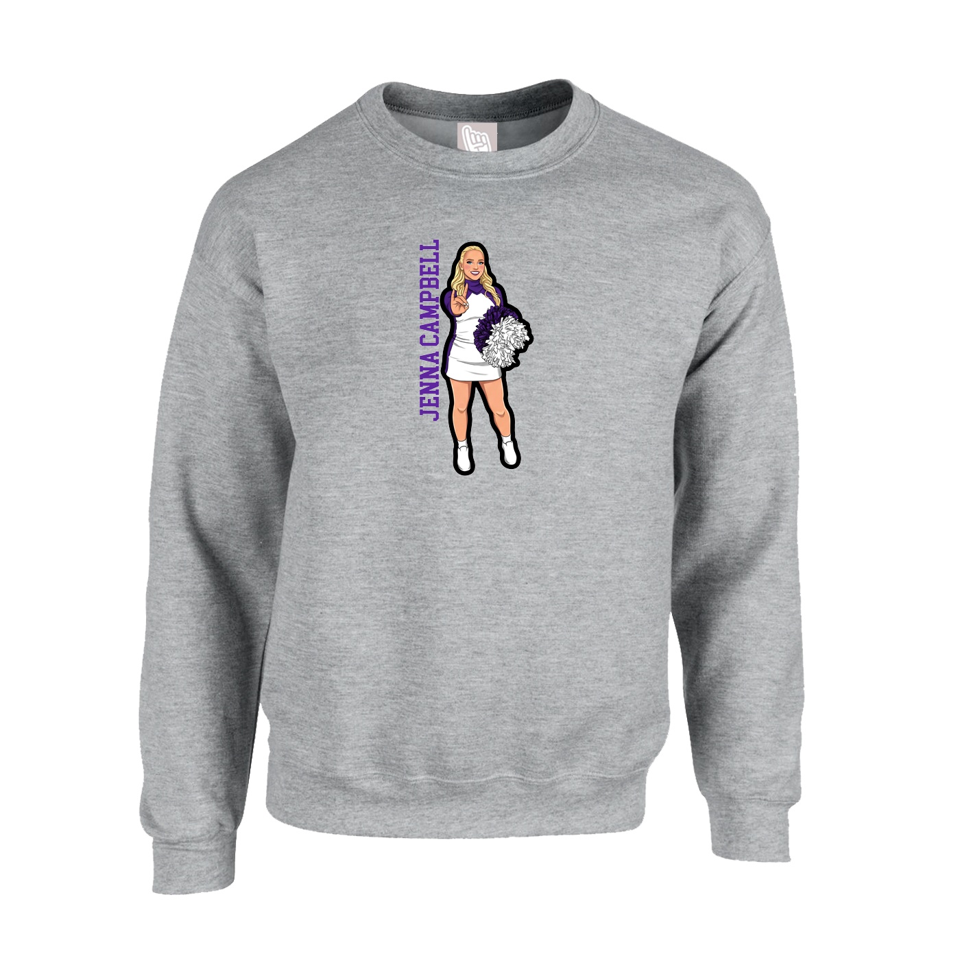 Fleece Crew — Name Vertical in Grey