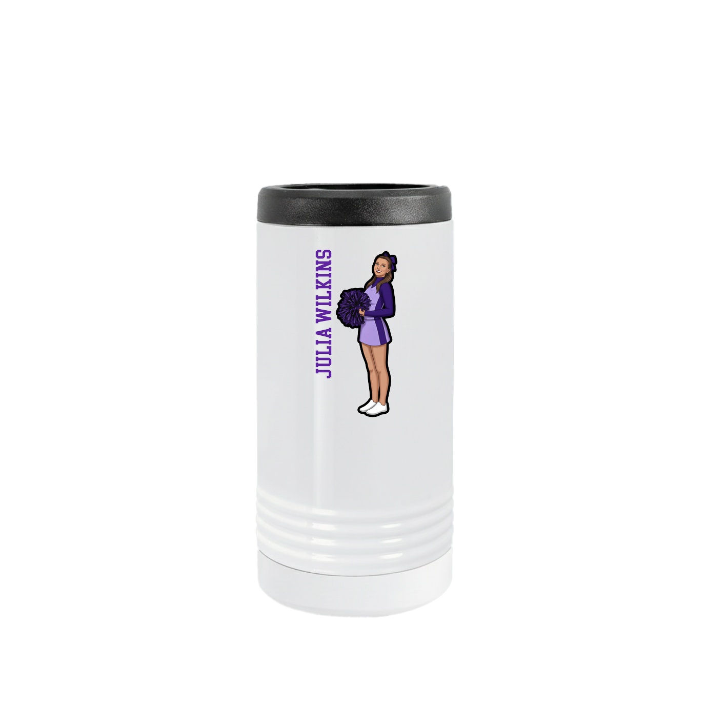 Slim Beverage Holder — Name Vertical in White