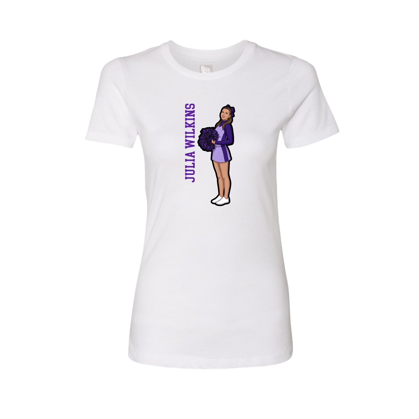 Fitted Women's Tee — Name Vertical in White