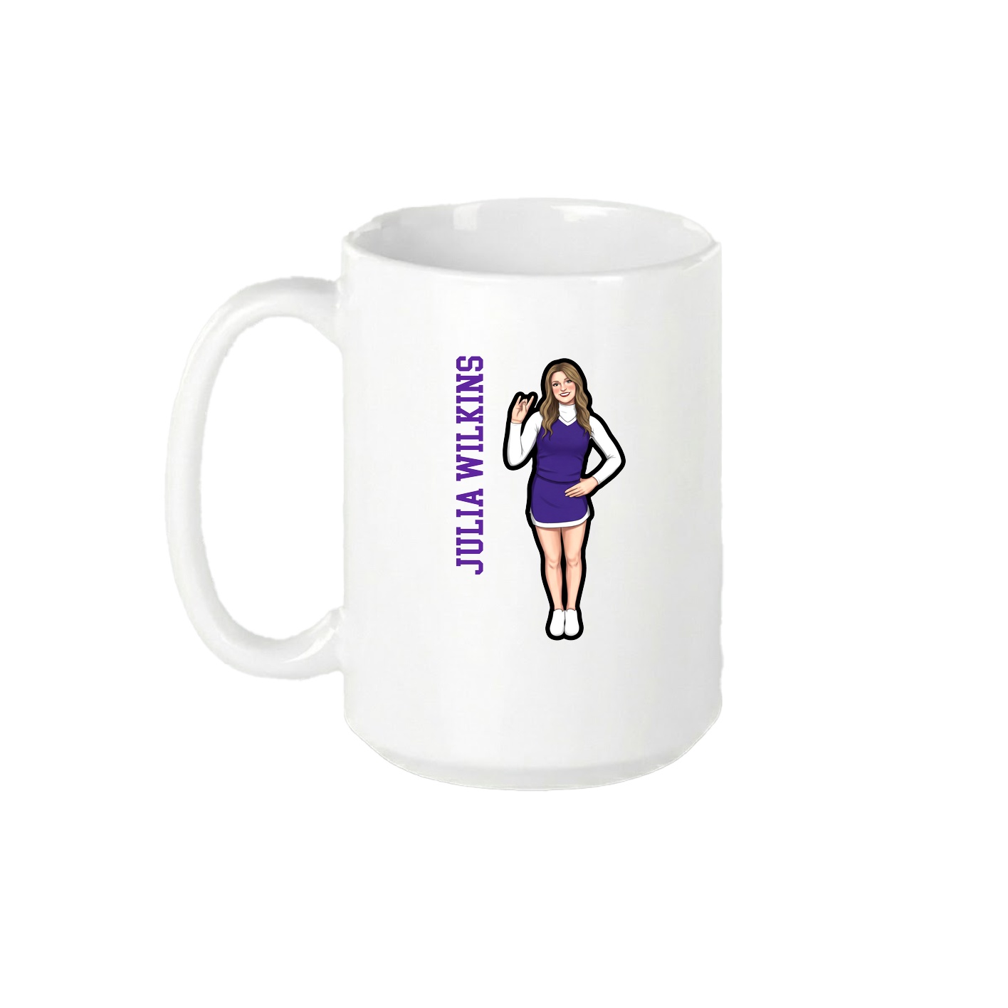 15oz Coffee Mug — Name Vertical in White
