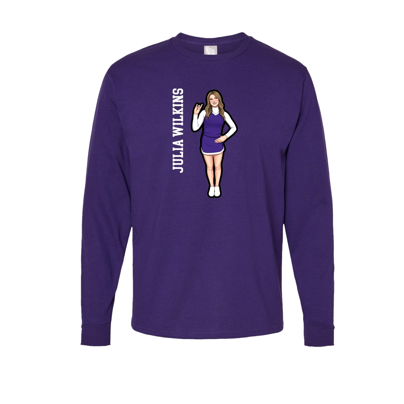 Long Sleeve Tee — Name Vertical in Purple