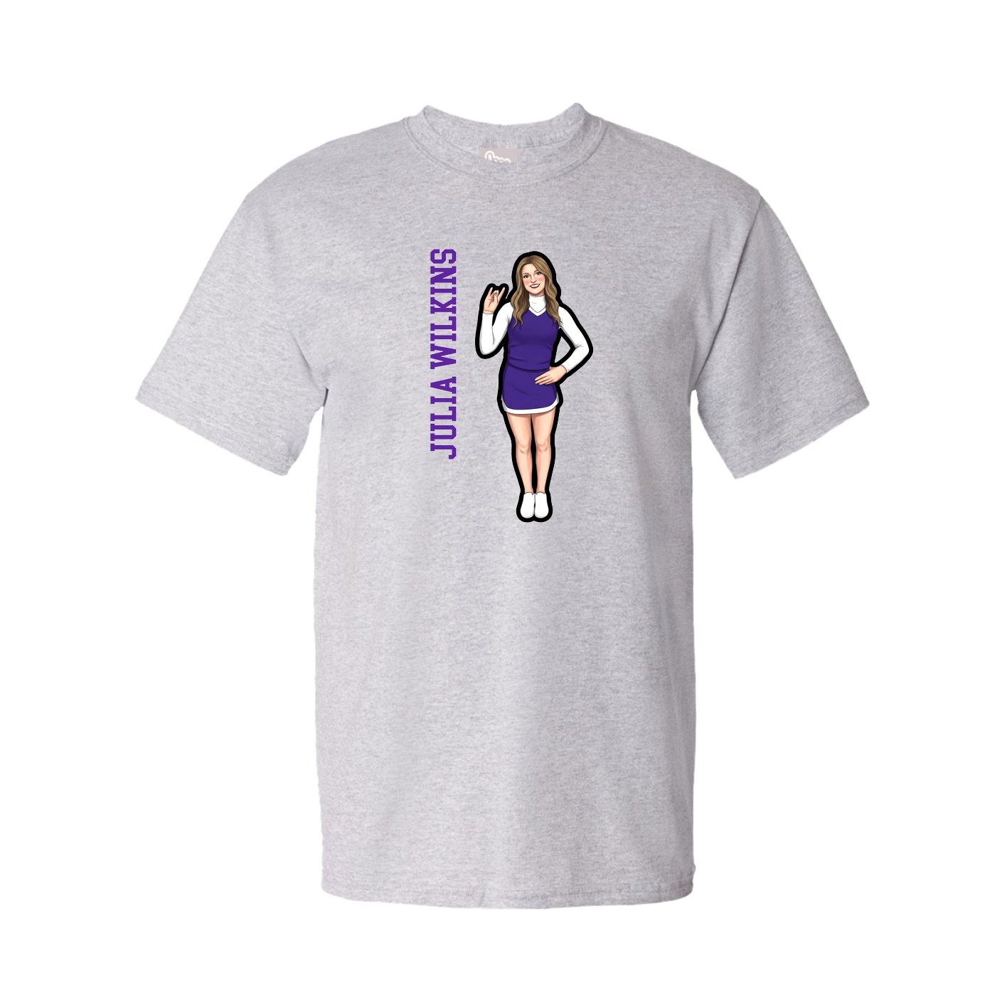 Youth Tee — Name Vertical in Grey