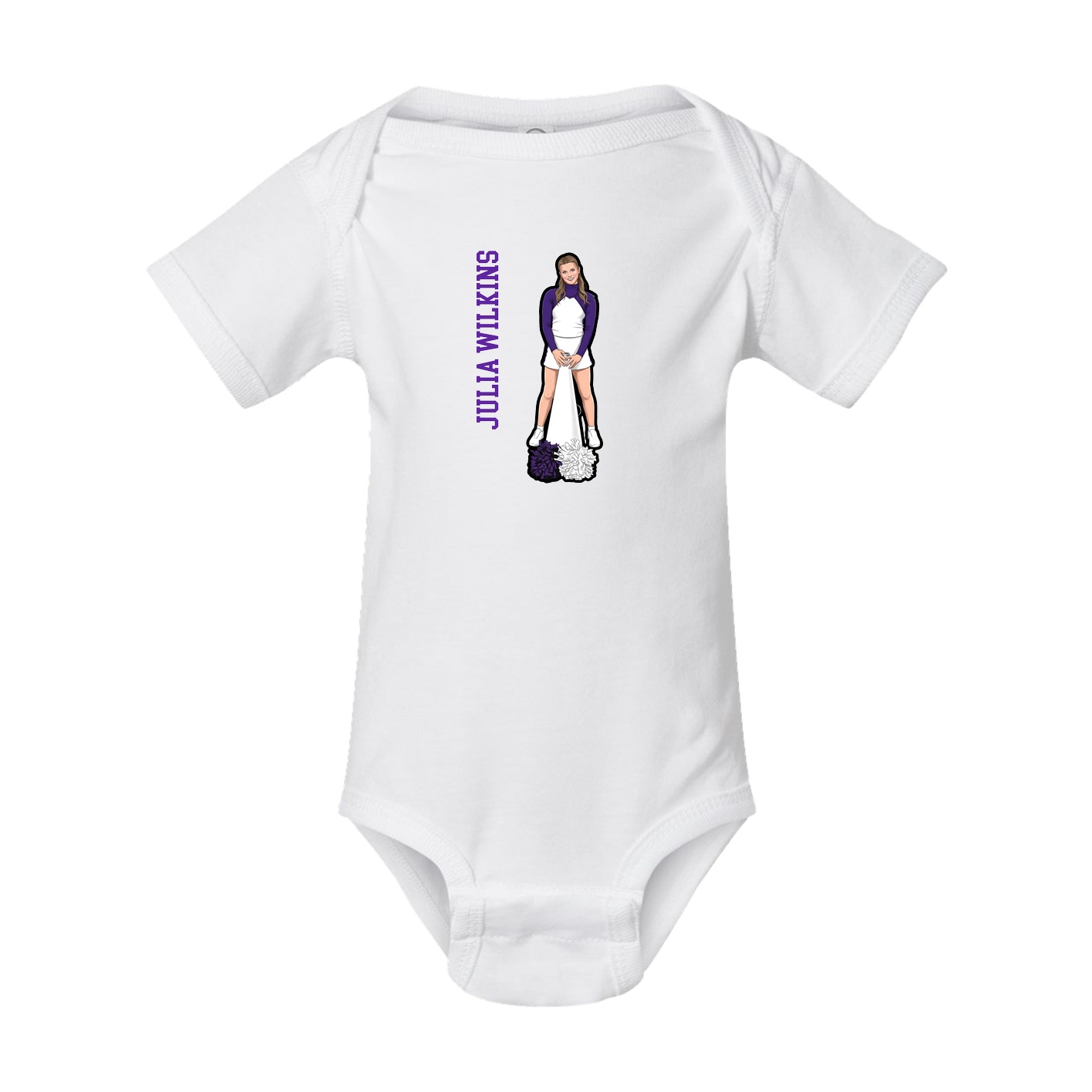 Baby Onesie — Name Vertical in White