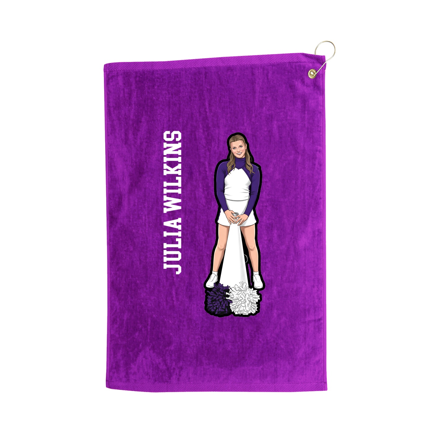 Golf Towel — Name Vertical in Purple