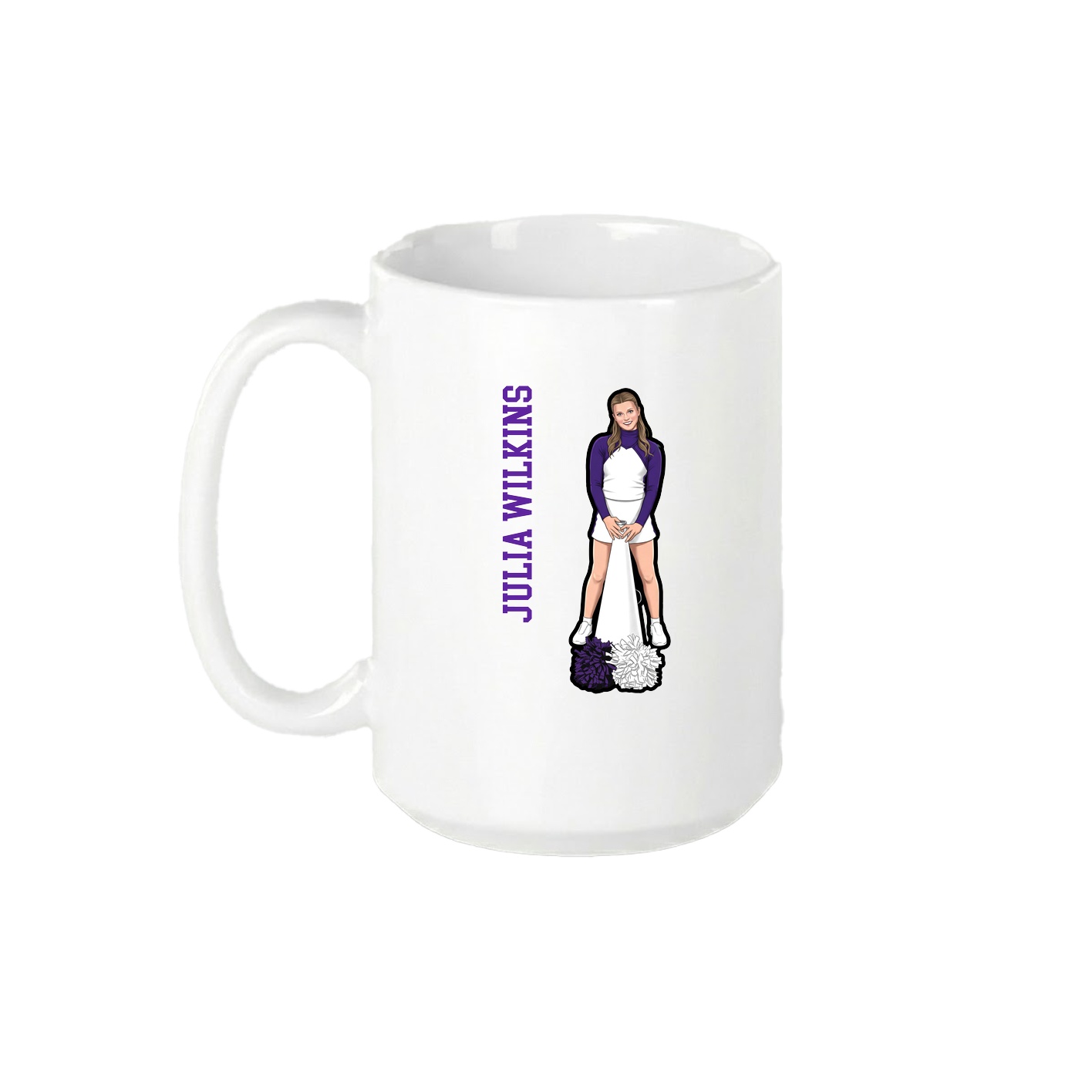 15oz Coffee Mug — Name Vertical in White