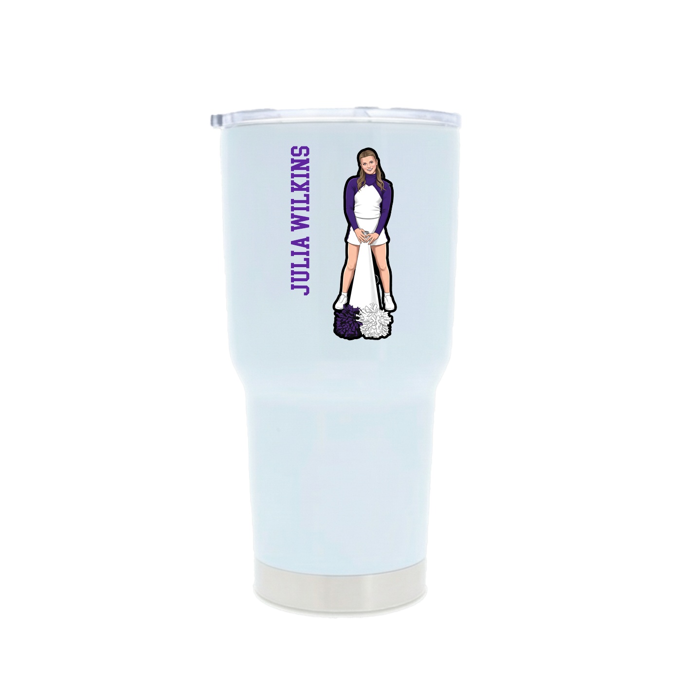 30oz Stainless Steel Tumbler — Name Vertical in White