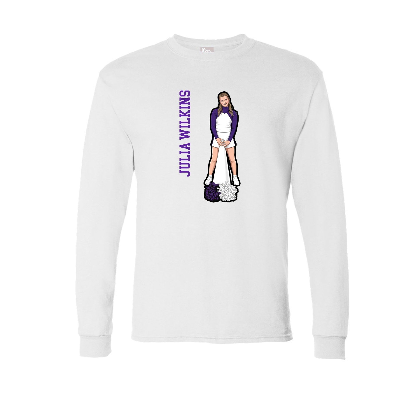 Long Sleeve Tee — Name Vertical in White