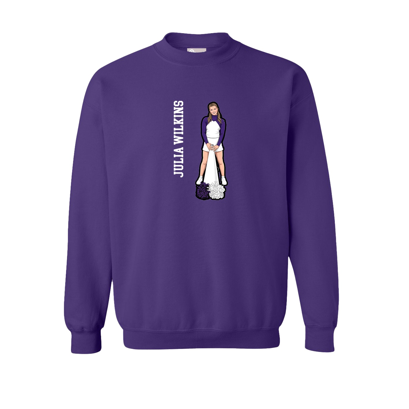 Fleece Crew — Name Vertical in Purple