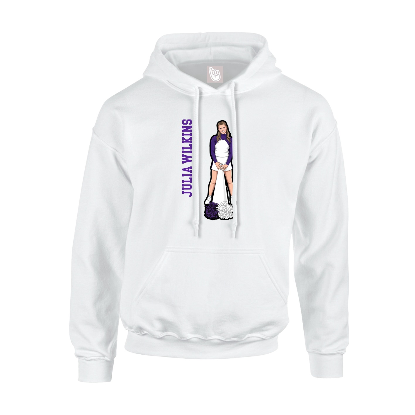 Youth Hoodie — Name Vertical in White