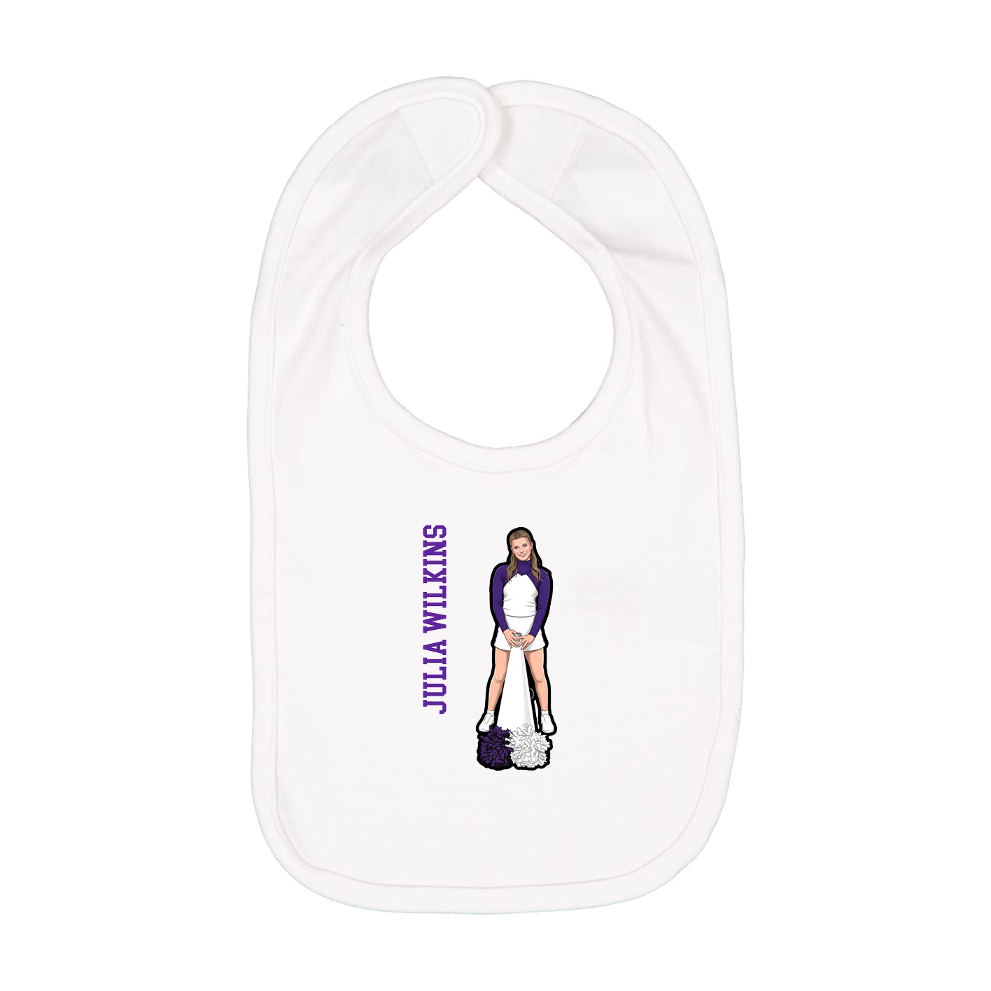 Infant Bib — Name Vertical in White