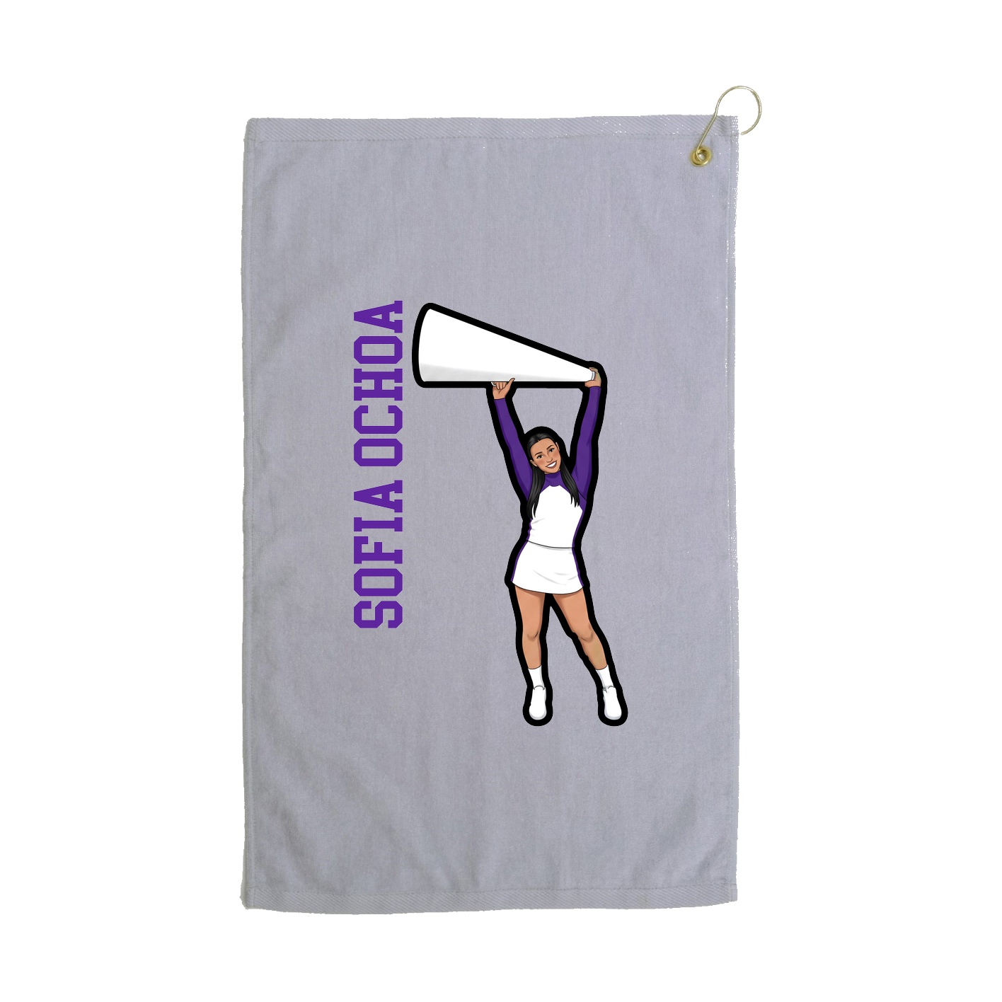 Golf Towel — Name Vertical in Grey