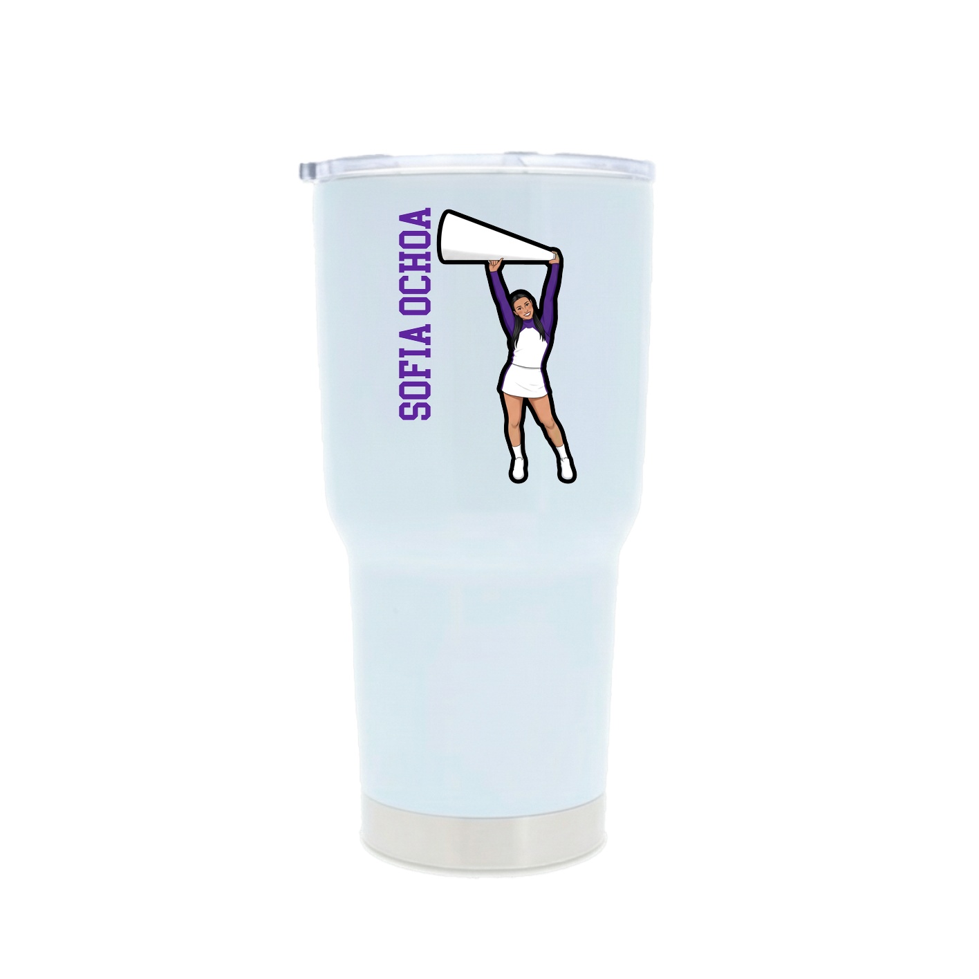 30oz Stainless Steel Tumbler — Name Vertical in White