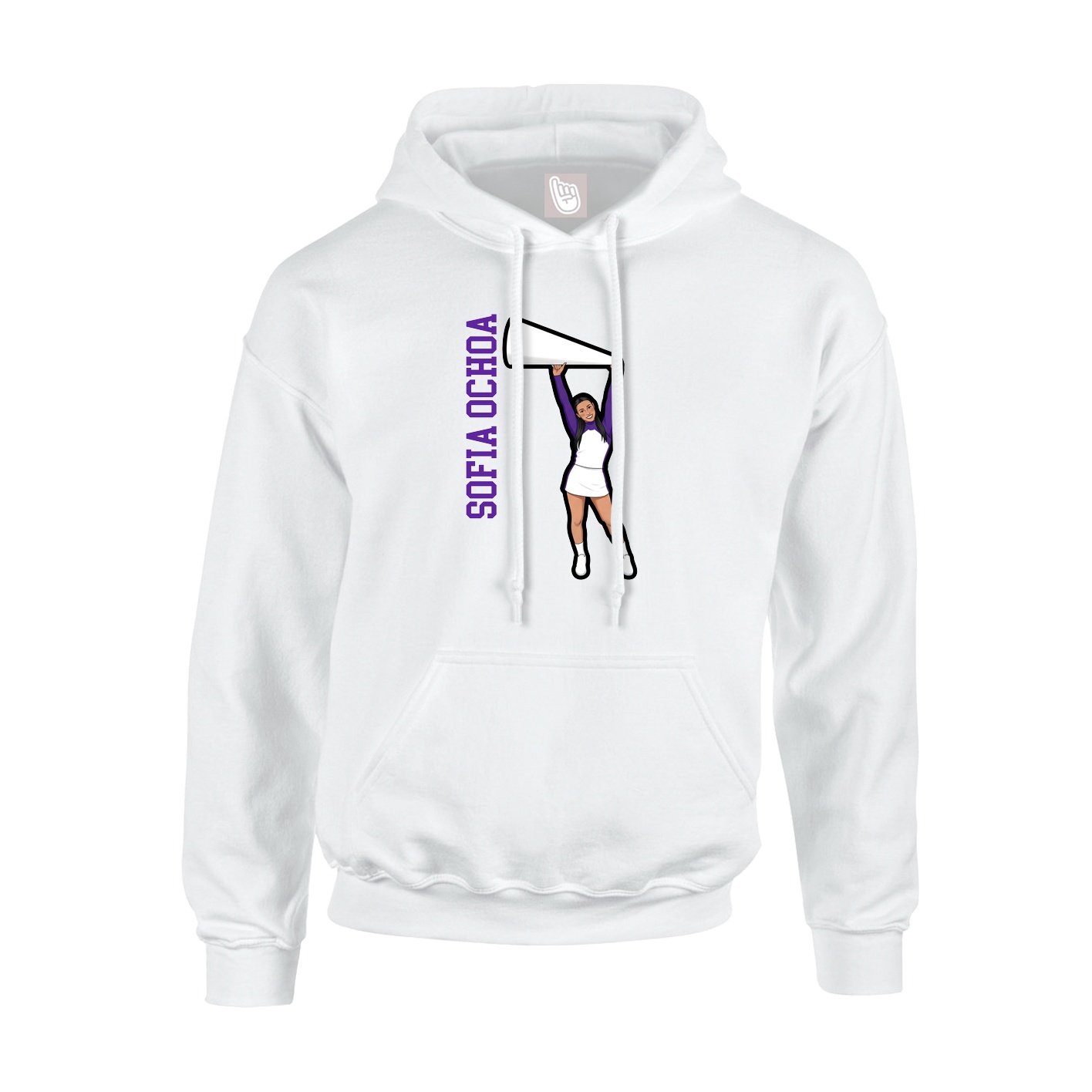 Youth Hoodie — Name Vertical in White