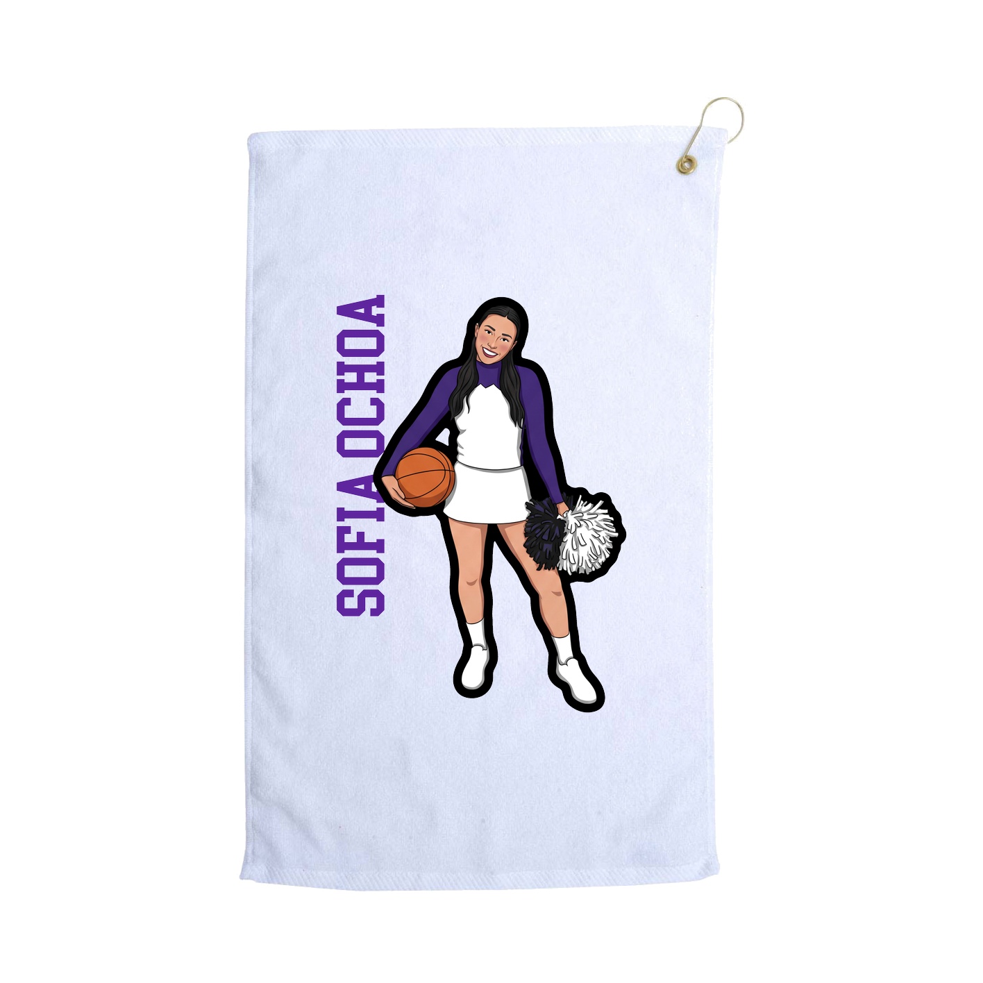 Golf Towel — Name Vertical in White