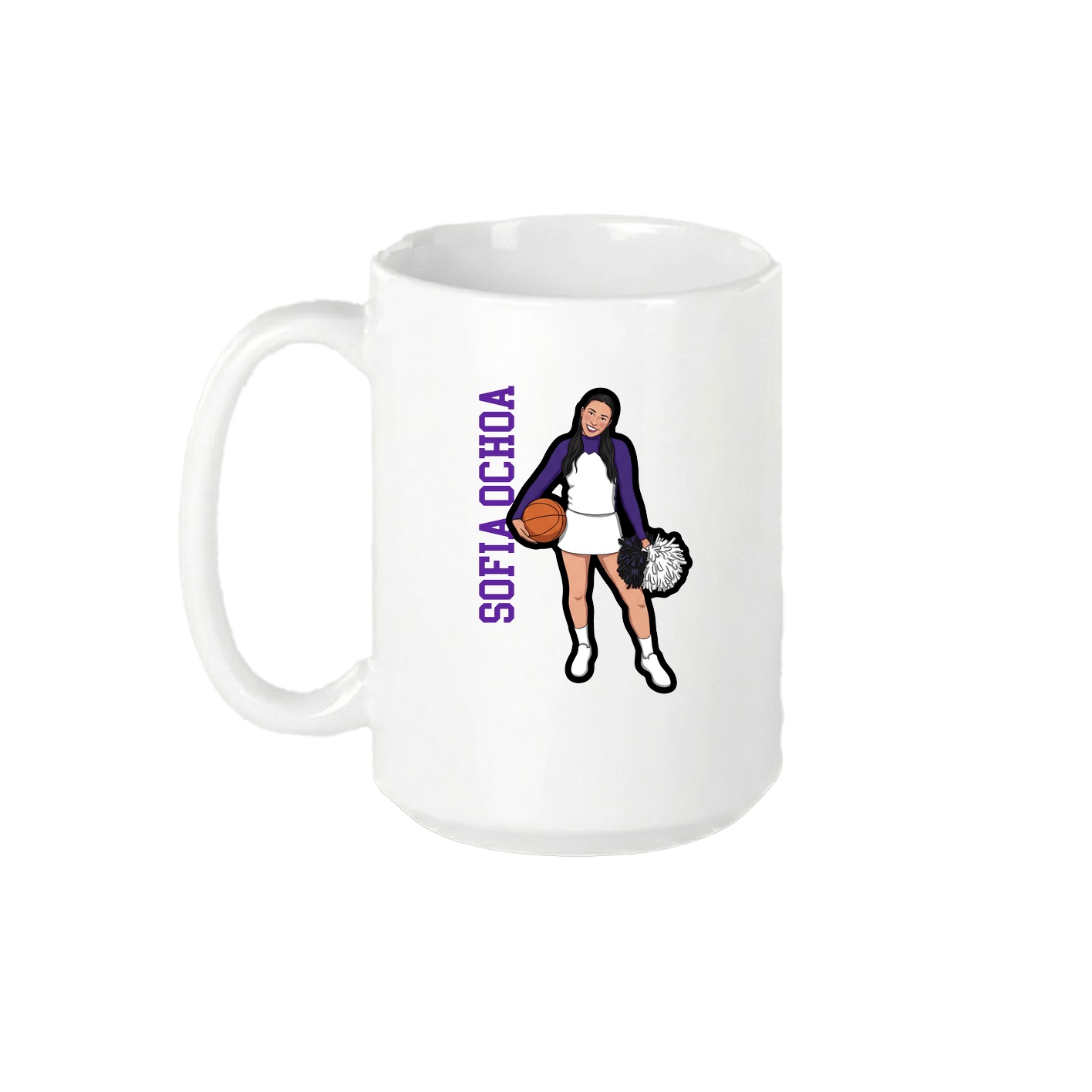15oz Coffee Mug — Name Vertical in White