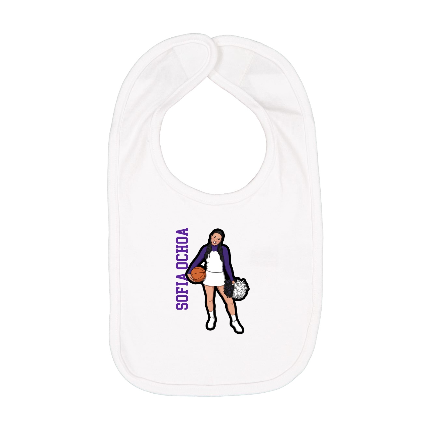 Infant Bib — Name Vertical in White