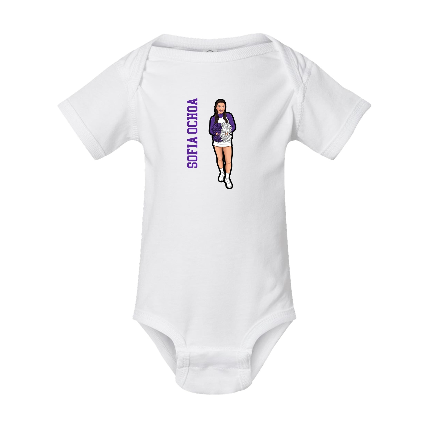 Baby Onesie — Name Vertical in White