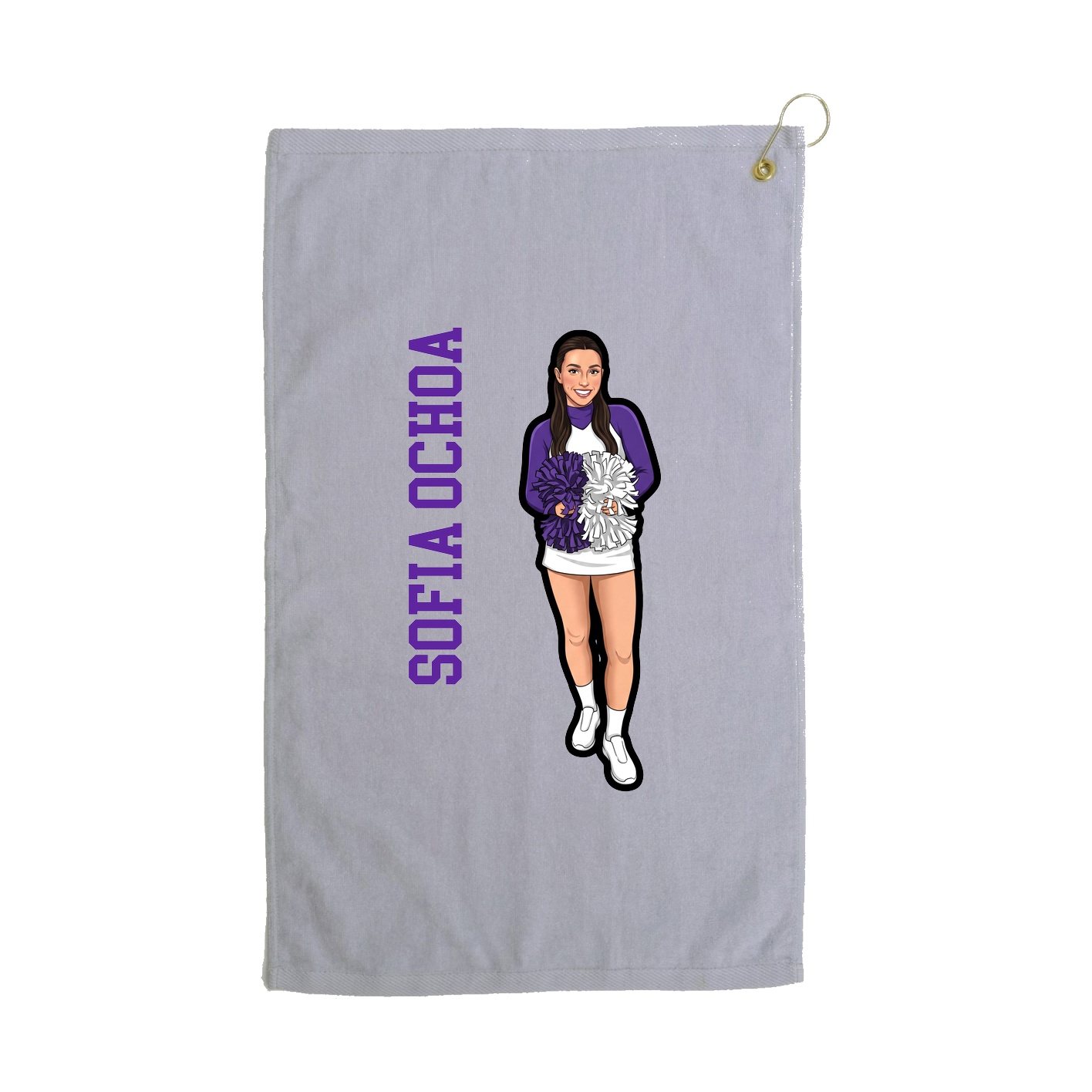 Golf Towel — Name Vertical in Grey