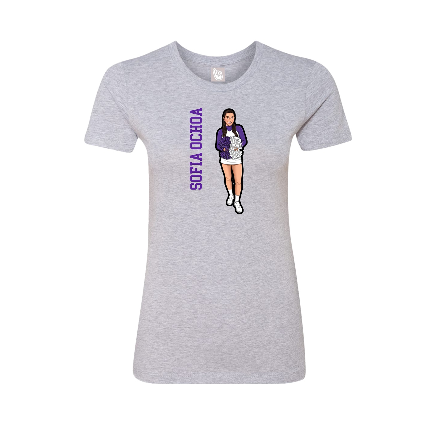 Fitted Women's Tee — Name Vertical in Grey