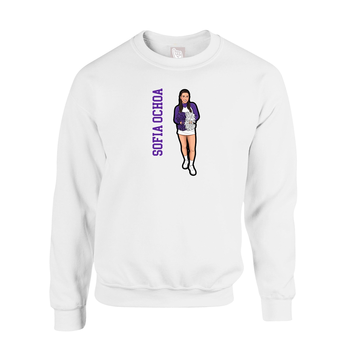 Fleece Crew — Name Vertical in White