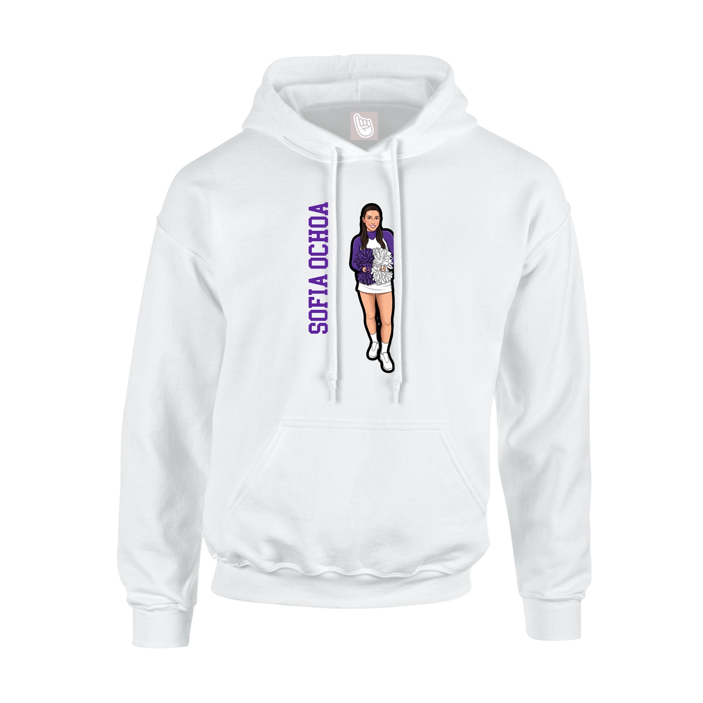 Youth Hoodie — Name Vertical in White