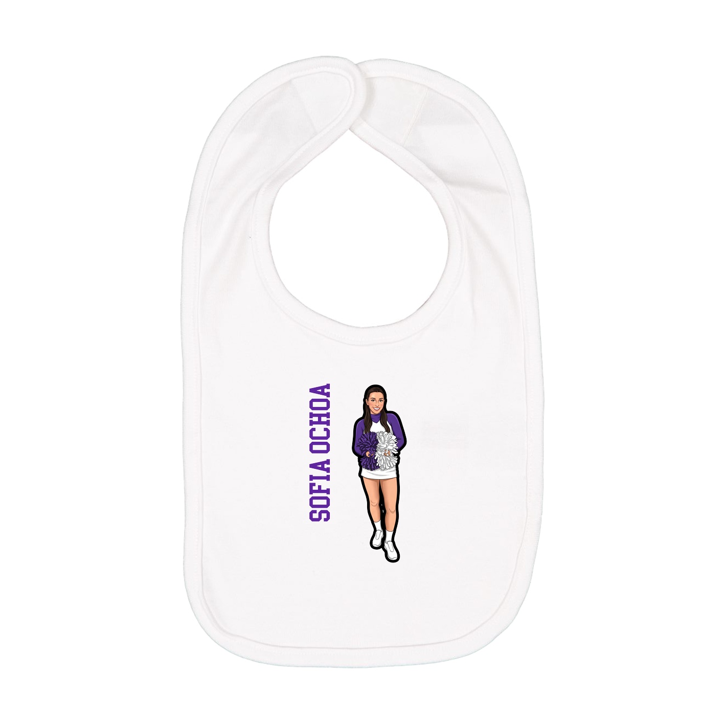 Infant Bib — Name Vertical in White