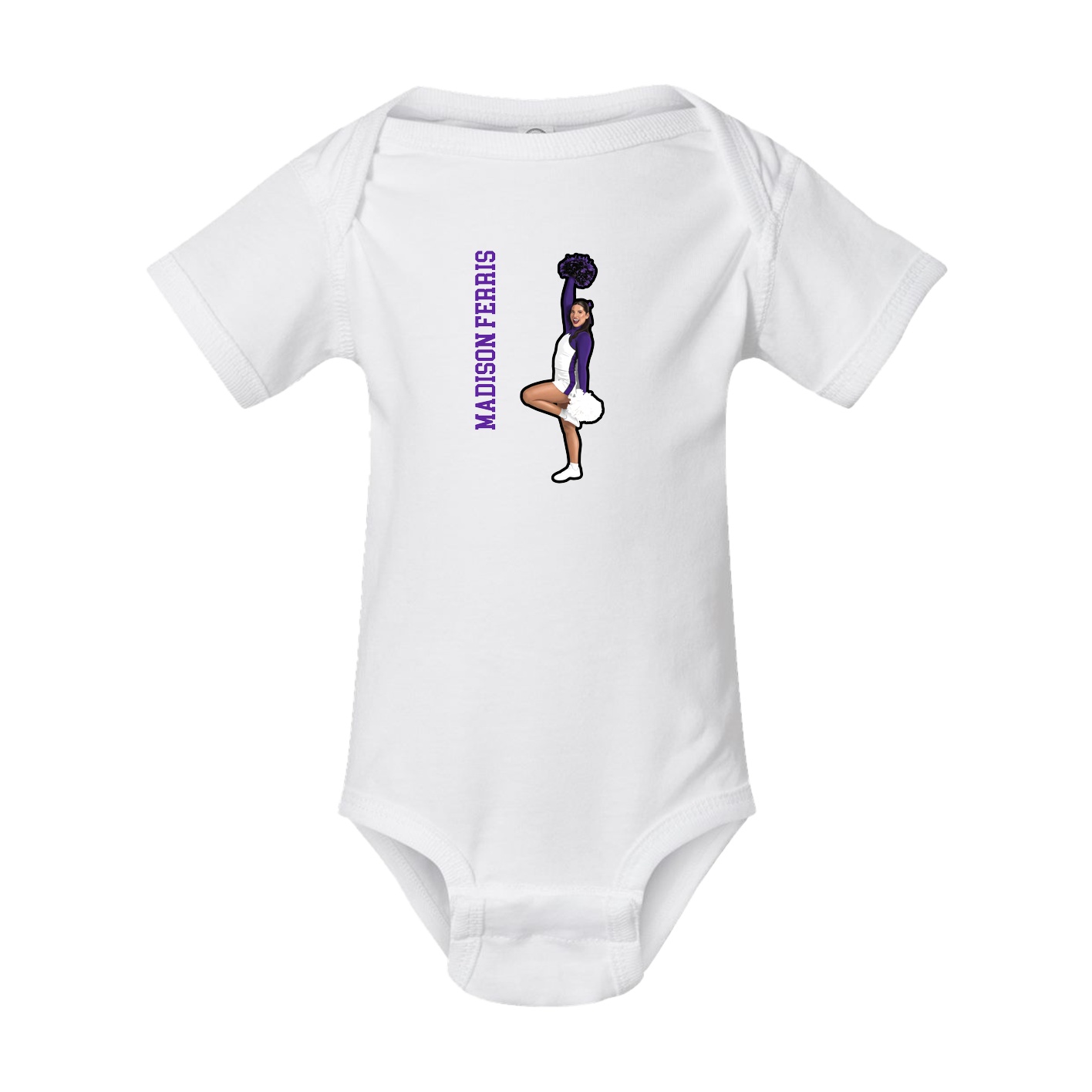 Baby Onesie — Name Vertical in White