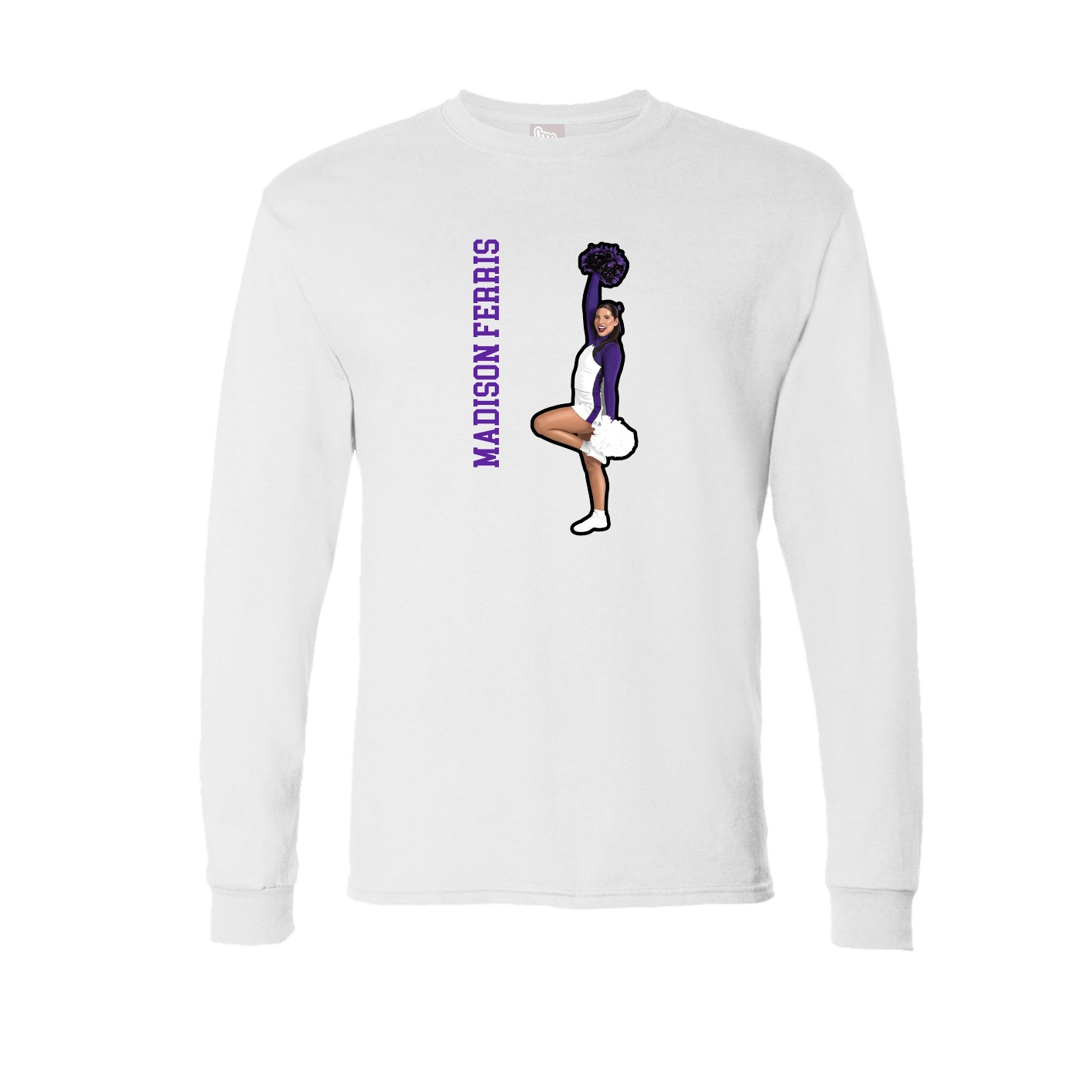 Long Sleeve Tee — Name Vertical in White