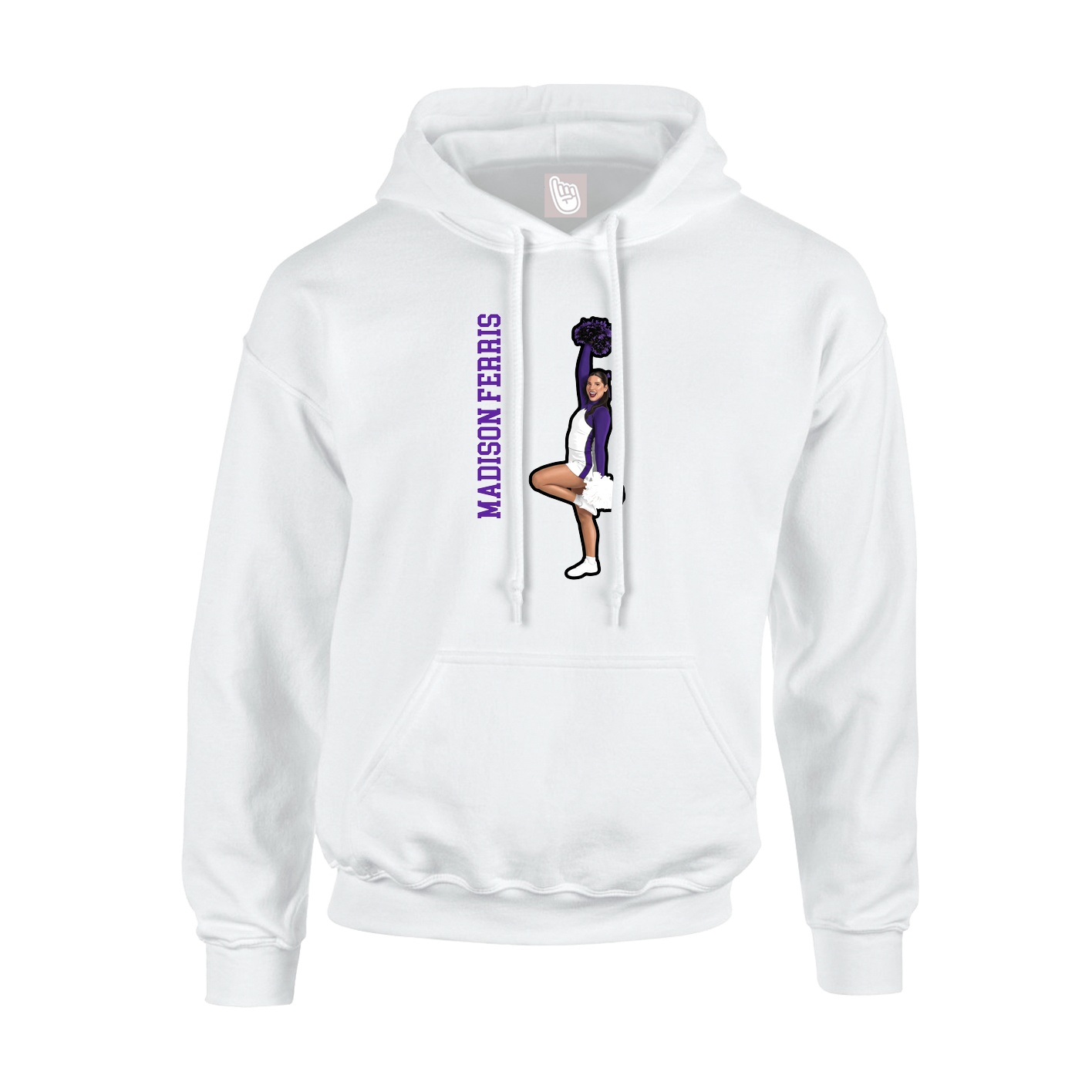 Youth Hoodie — Name Vertical in White